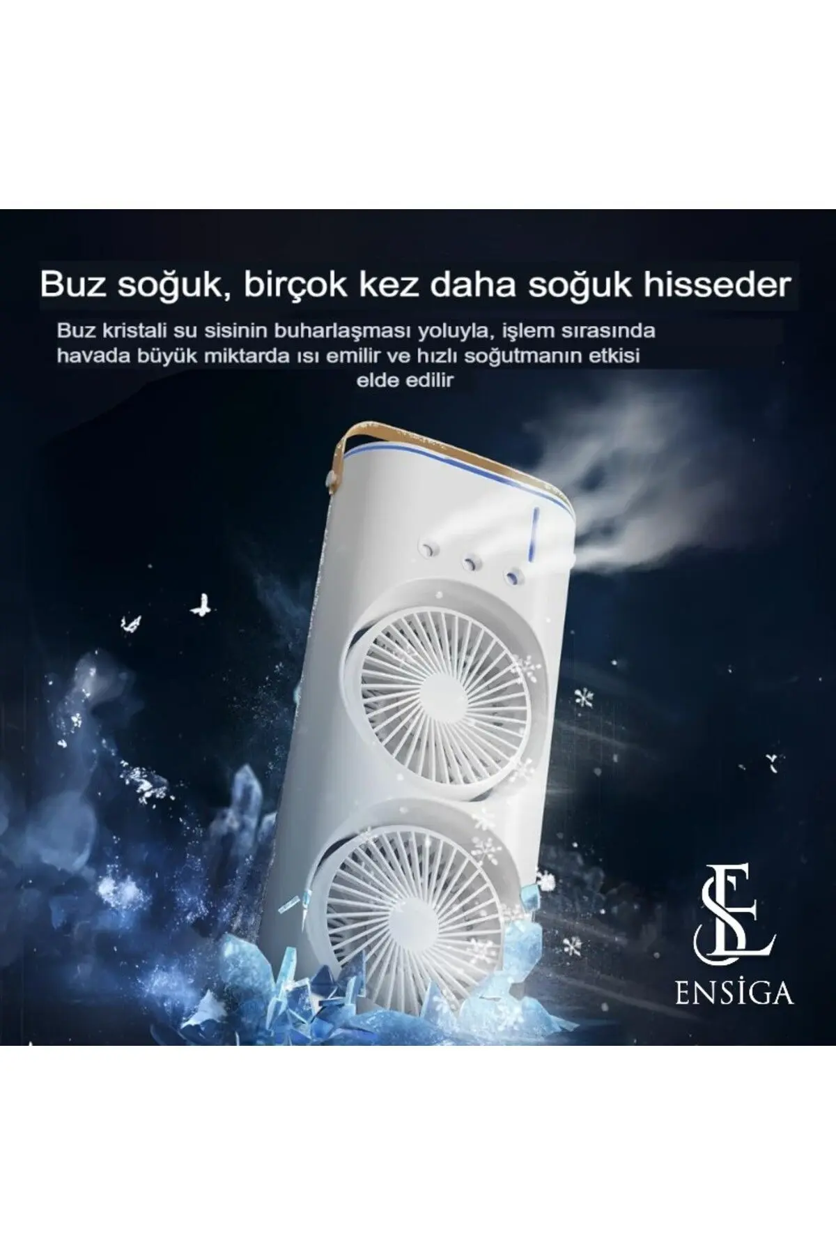 Şarjlı Su Püskürtmeli Iki Pervaneli Serinletici Vantilatör Döner Kumandalı Masa Kamp Ofis Ev Fanı