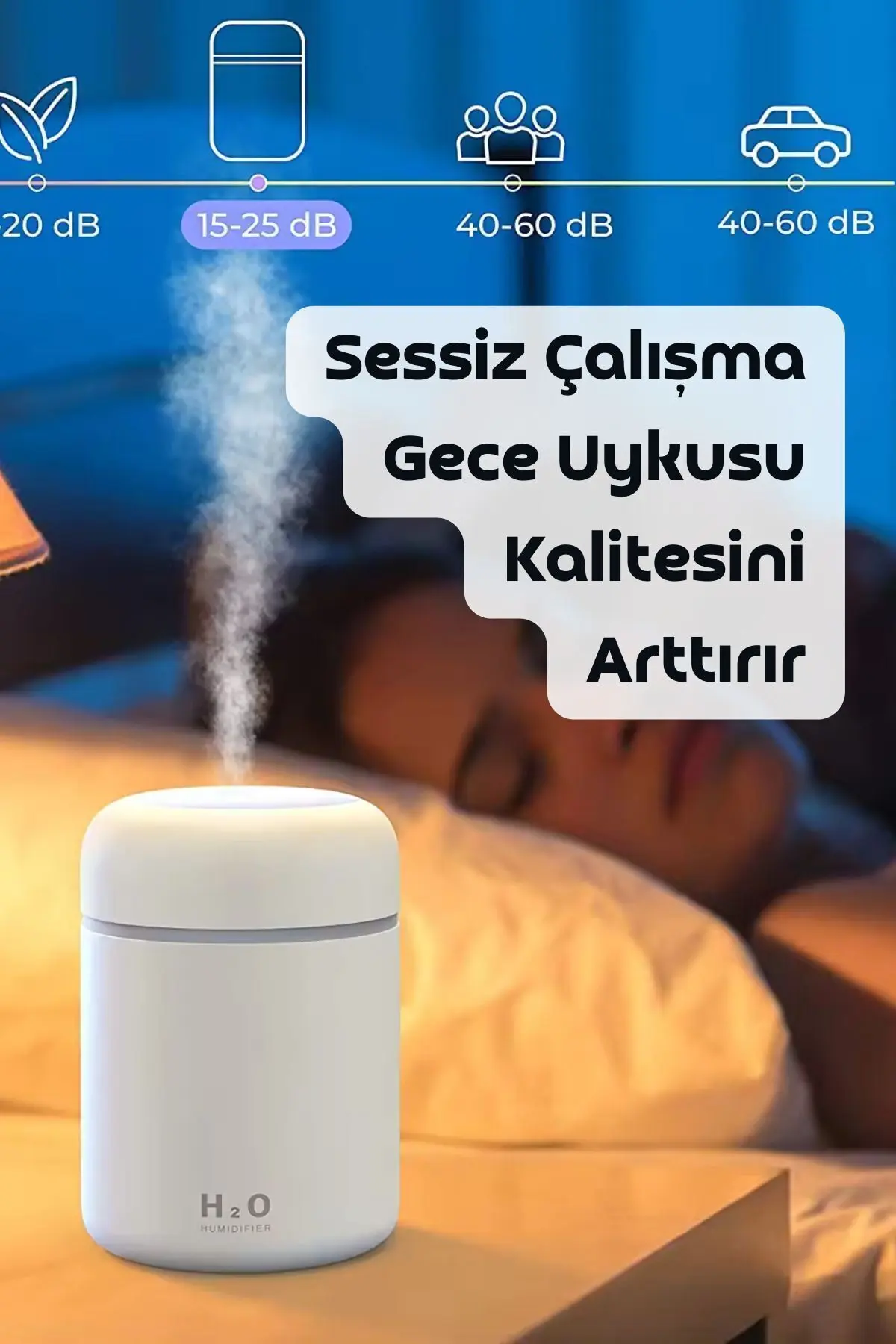 300 ml Ultrasonik Hava Nemlendiricisi ve Aromaterapi Cihazı - Koku Hediyeli