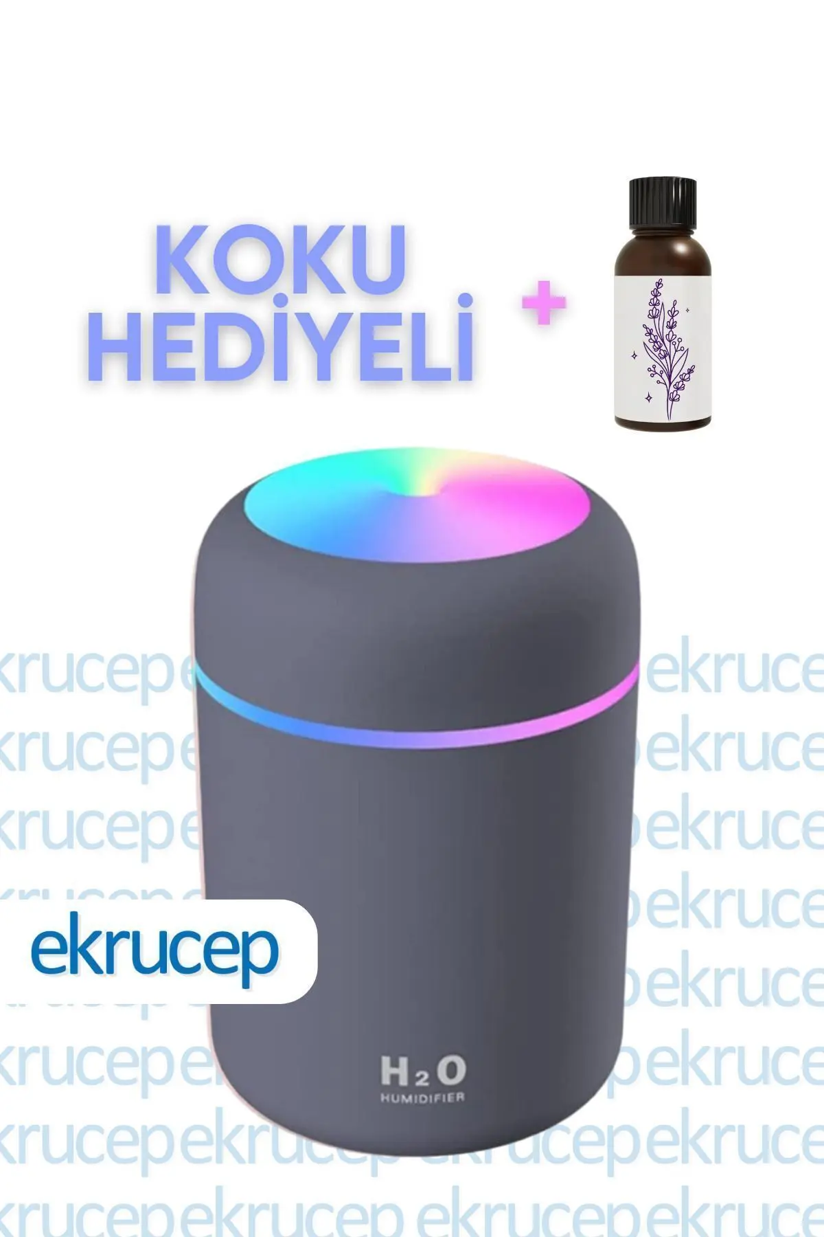 Ekru Cep 300 ml Ultrasonik Hava Nemlendiricisi ve Aromaterapi Cihazı - Koku Hediyeli