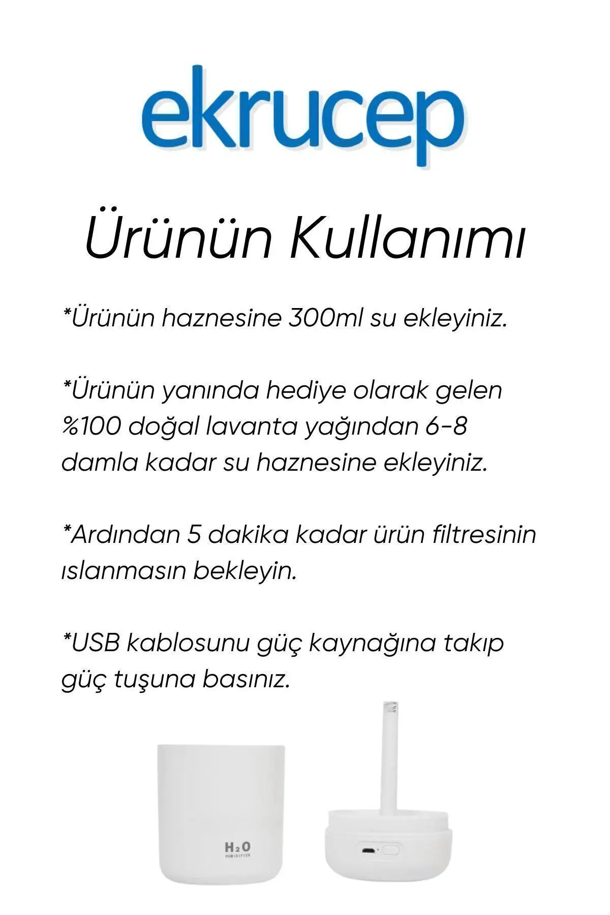 300 ml Ultrasonik Hava Nemlendiricisi ve Aromaterapi Cihazı - Koku Hediyeli