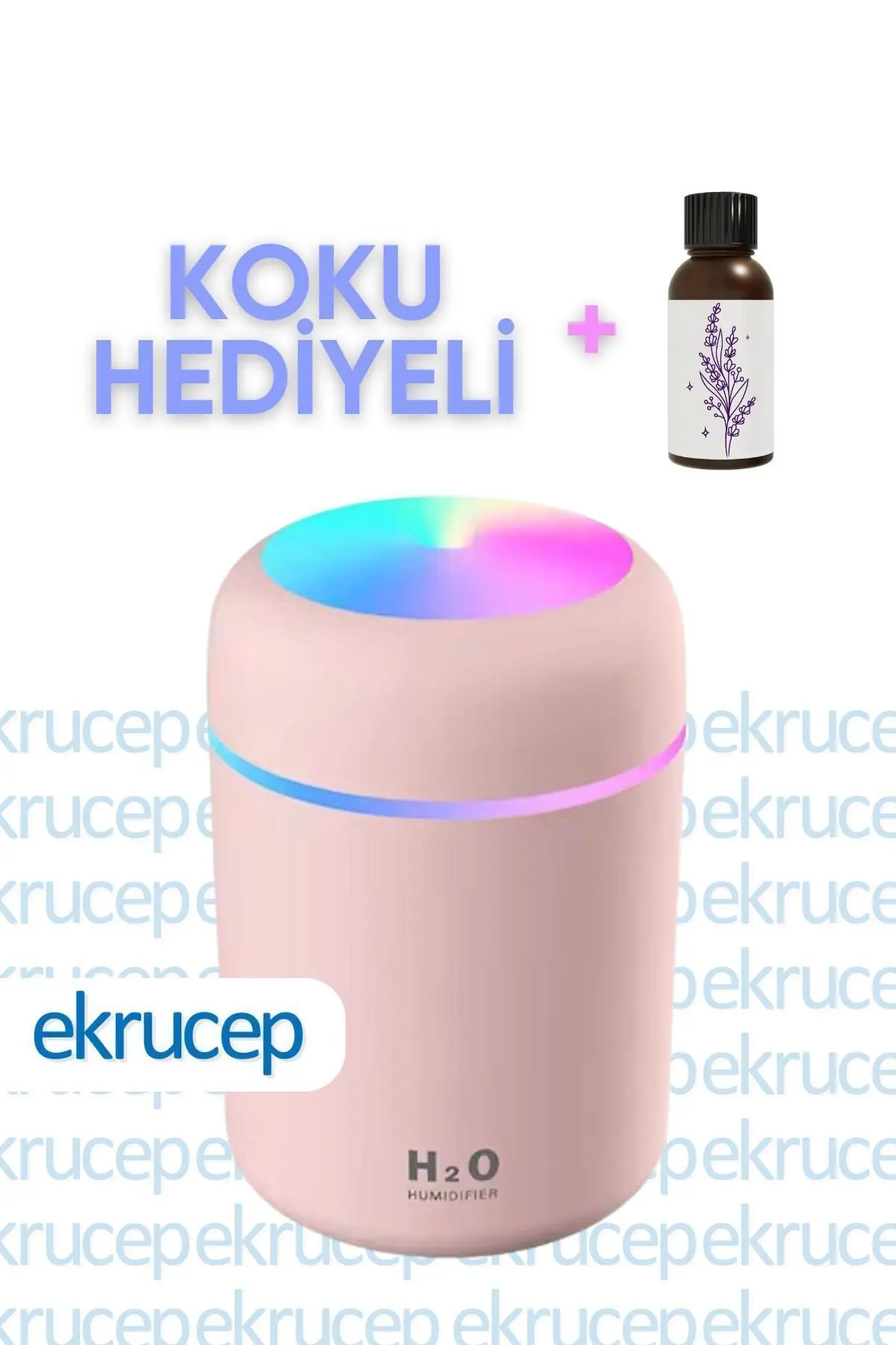 Ekru Cep 300 ml Ultrasonik Hava Nemlendiricisi ve Aromaterapi Cihazı - Koku Hediyeli