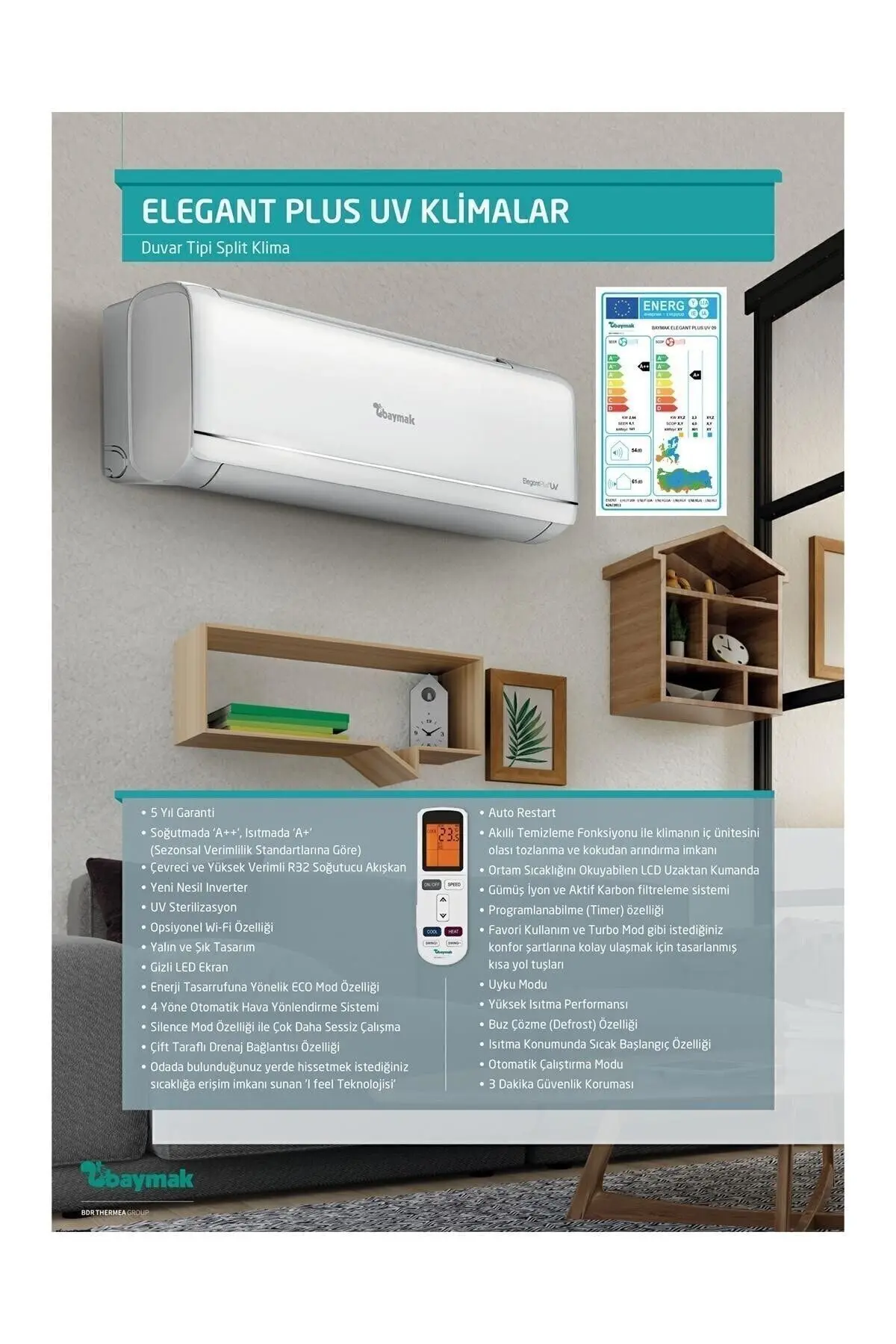 Elegant Plus Uv 24 A++ (md) 24000 Btu Duvar Tipi Klima