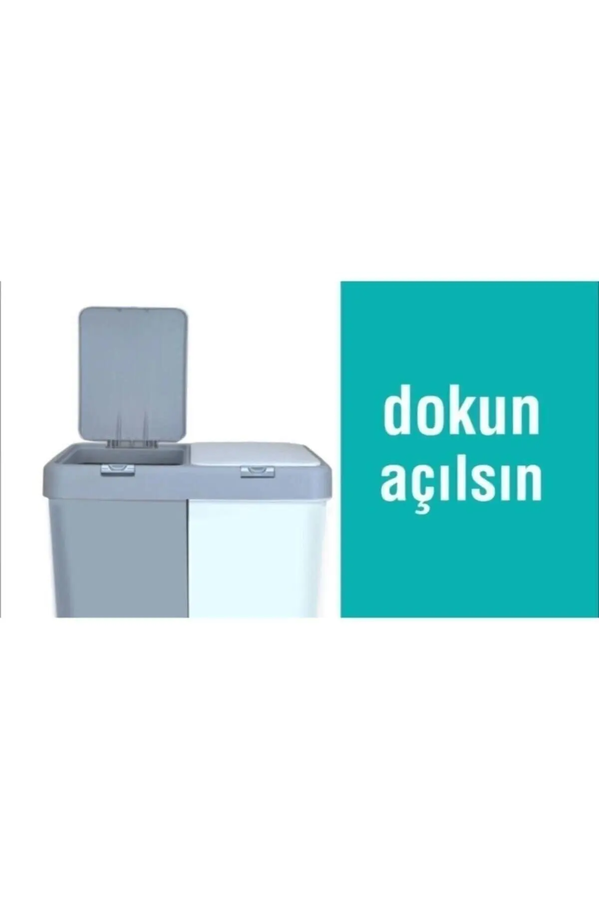 Ikili Dokunmatik Kirli Çamaşır Sepeti -gri-beyaz