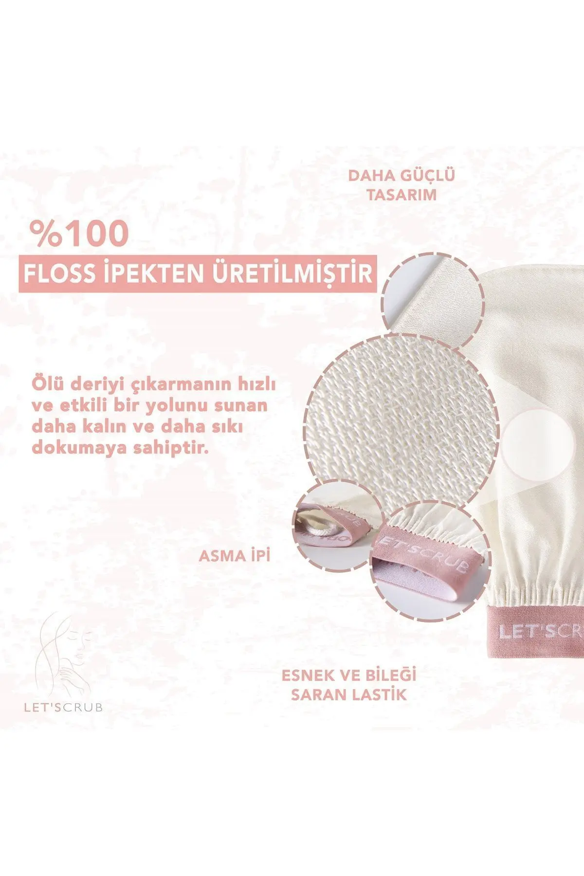 1 Adet Ekru Banyo Duş Kesesi Peeling Eldiveni %100 Floş Ipek Kadın Ve Erkekler Için