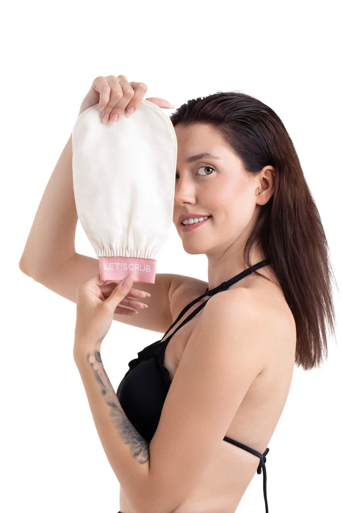 1 Adet Ekru Banyo Duş Kesesi Peeling Eldiveni %100 Floş Ipek Kadın Ve Erkekler Için