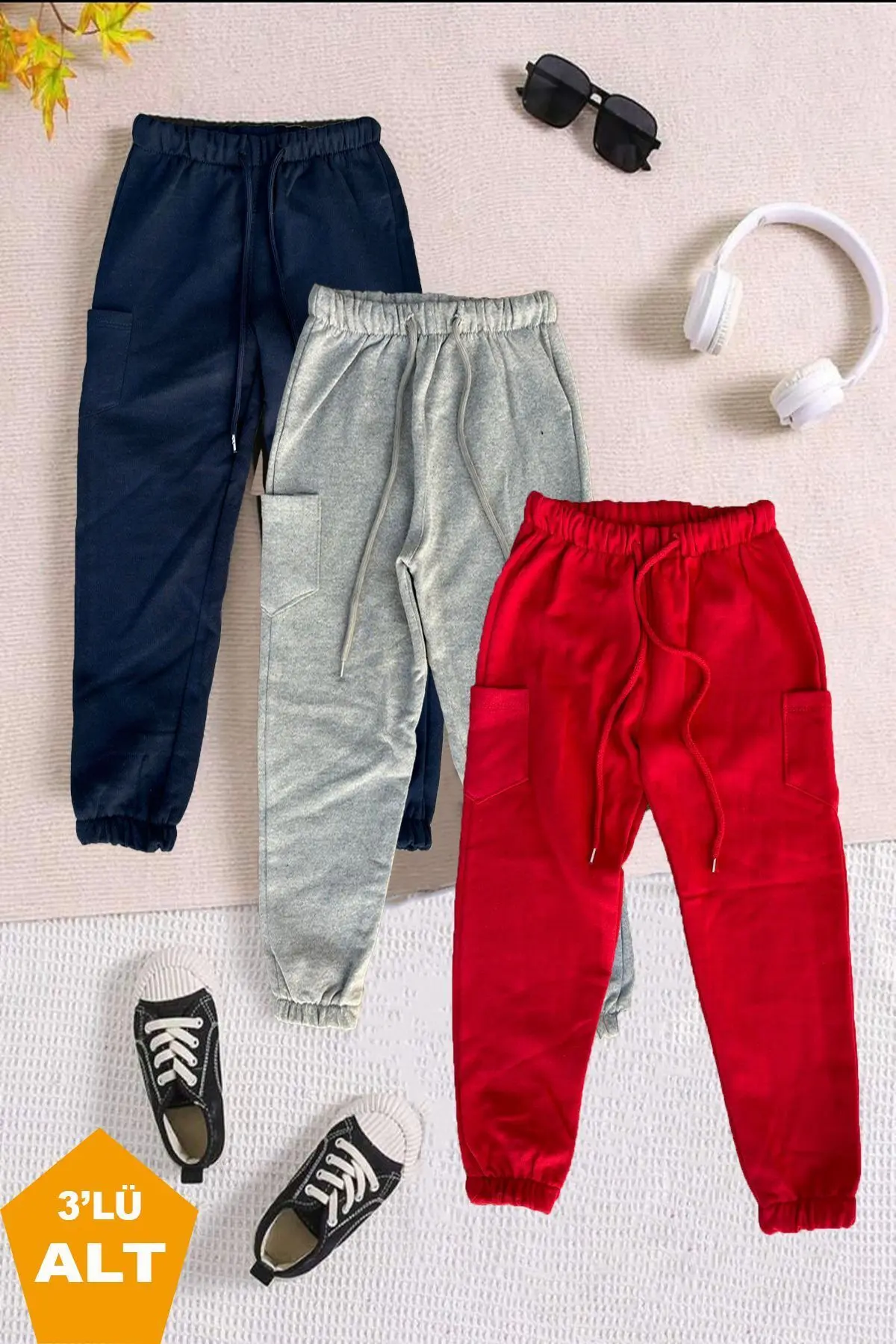 Kırmızı-Lacivert-Gri