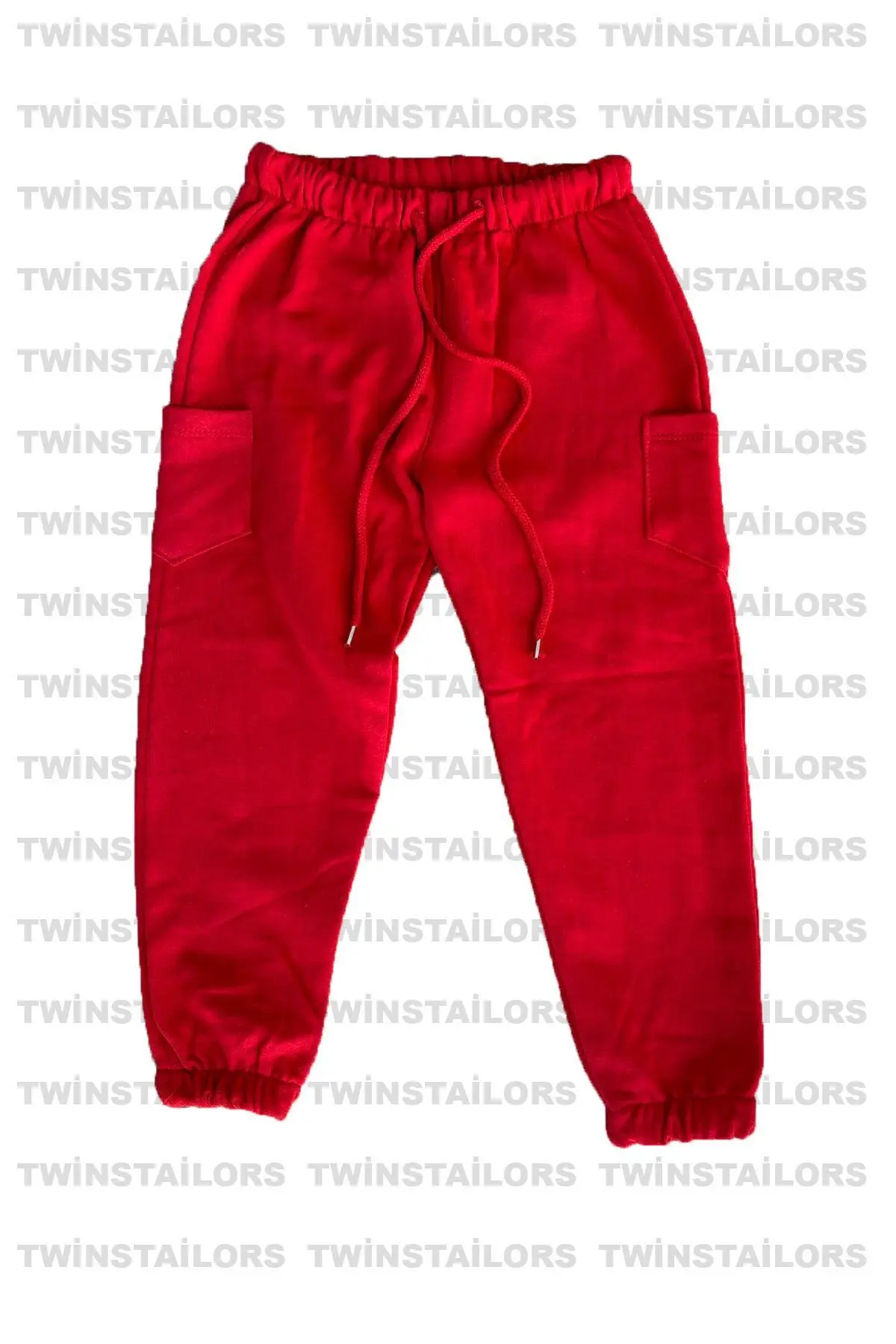 İçi Polarlı Lastikli Paça 3'lü Paket Unisex Kırmızı-Lacivert-Siyah Çocuk Eşofman Altı