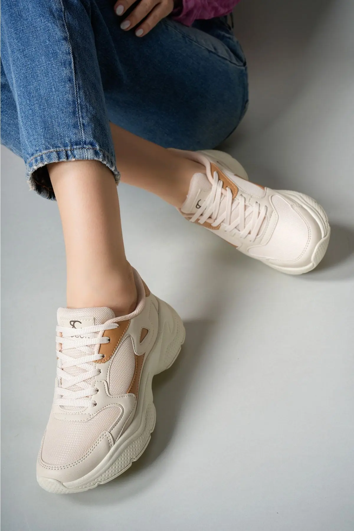 Kadın Sneaker 0012152 Ekru Taba