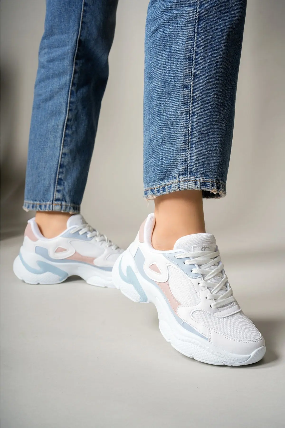 Kadın Sneaker Beyaz Pudra Mavi