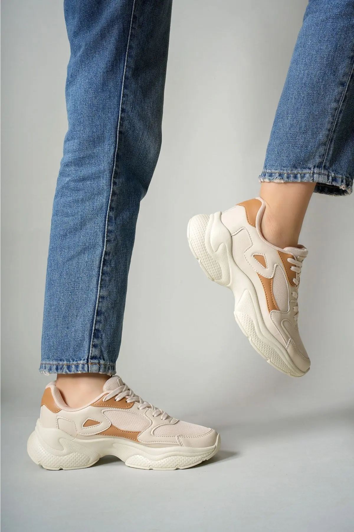 Kadın Sneaker 0012152 Ekru Taba