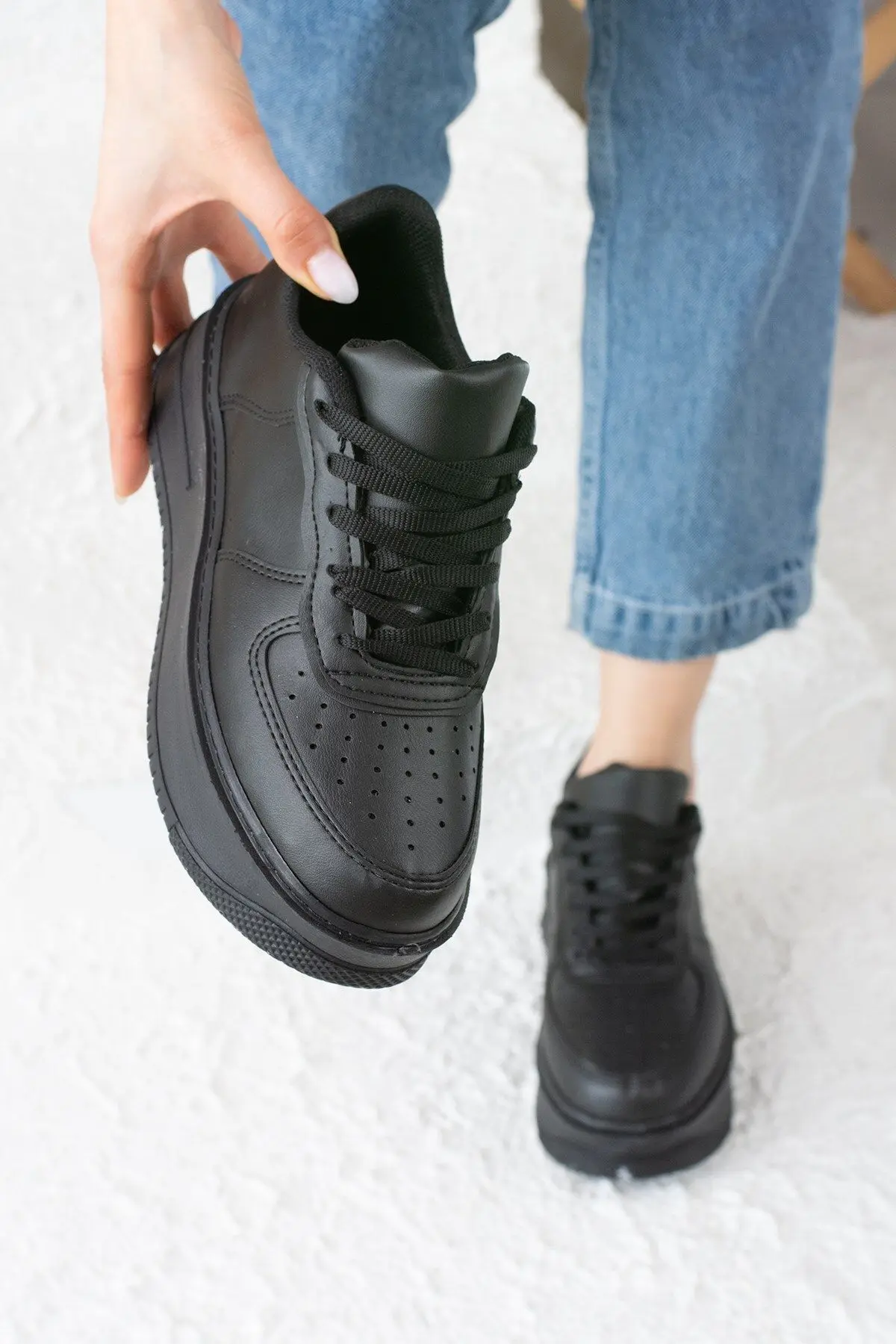 Günlük Kadın Sneaker Spor Ayakkabı Desenli Hafif Yüksek Taban Bağcıklı 001