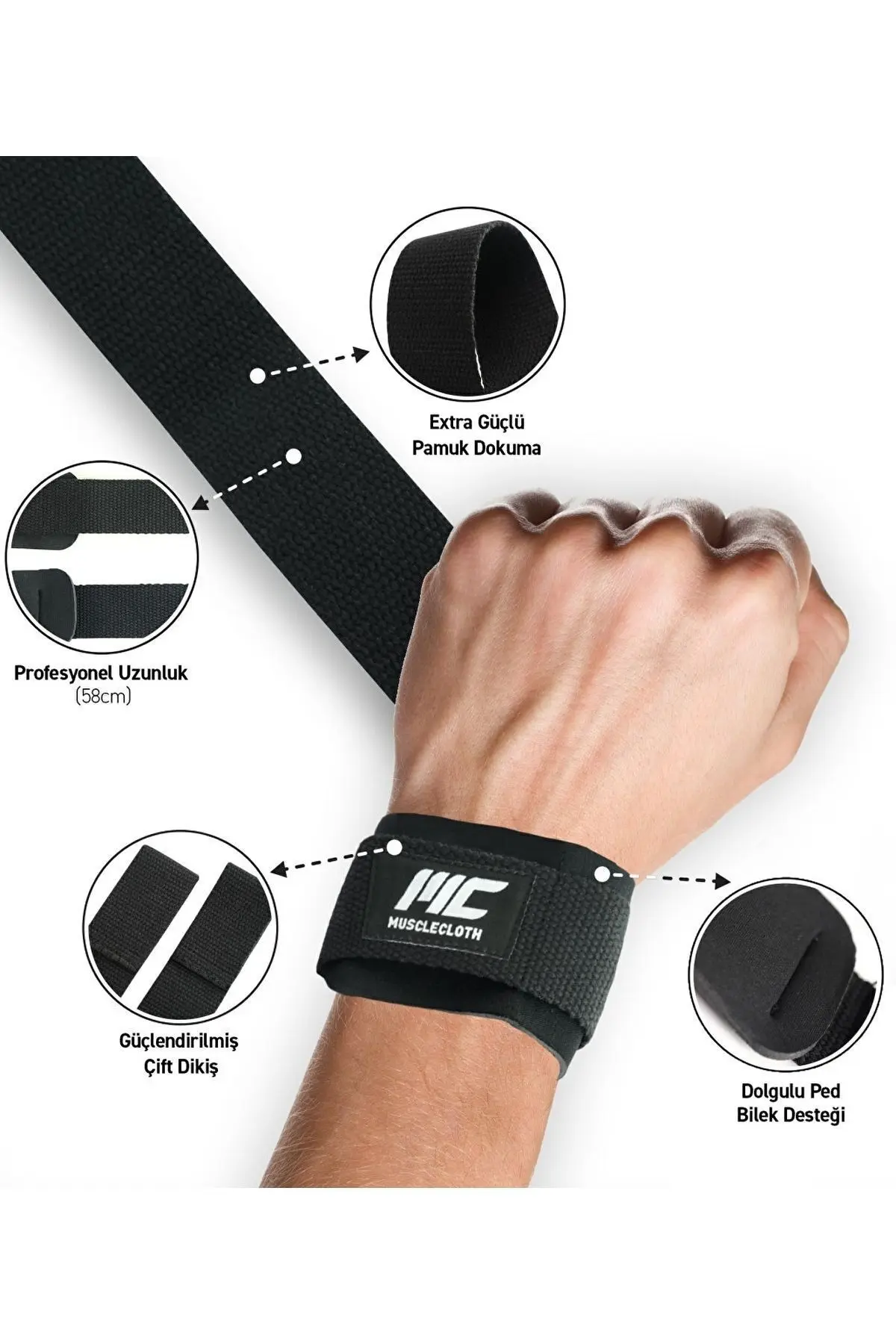 Padded Lifting Straps Siyah 2'li Paket