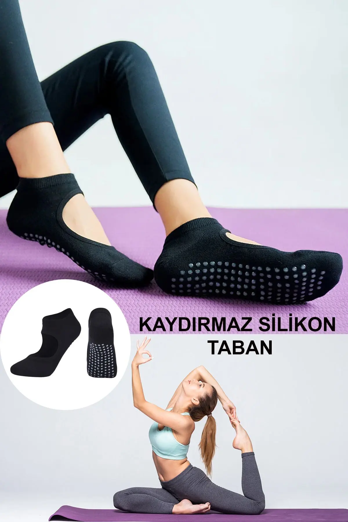 GAZELMANYA Pilates Ve Yoga Çorabı Kaydırmaz Tabanlı Pilates Çorabı Yoga Çorabı Plates Çorabı Dans Çorabı