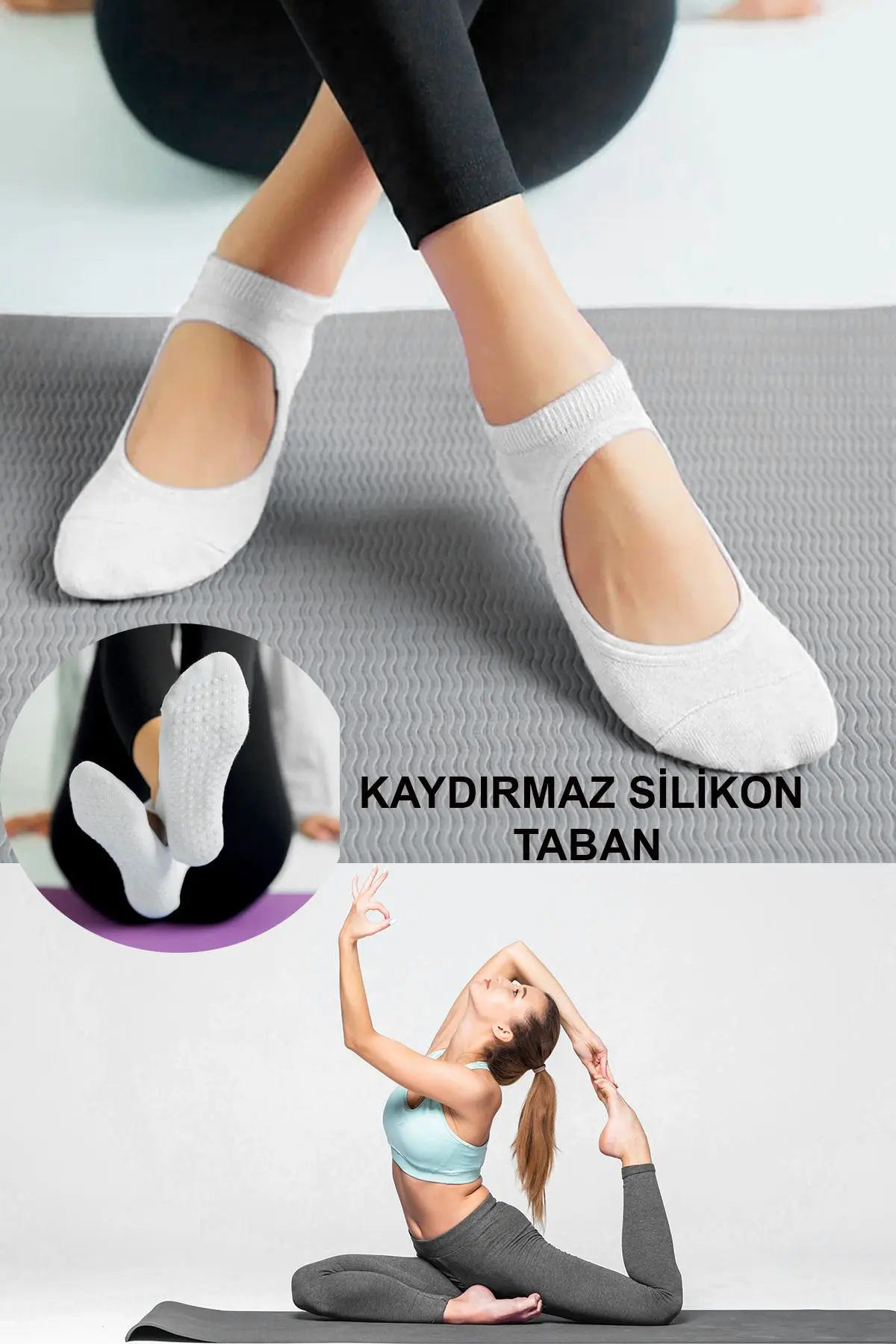 GAZELMANYA Pilates Ve Yoga Çorabı Kaydırmaz Tabanlı Pilates Çorabı Yoga Çorabı Plates Çorabı Dans Çorabı
