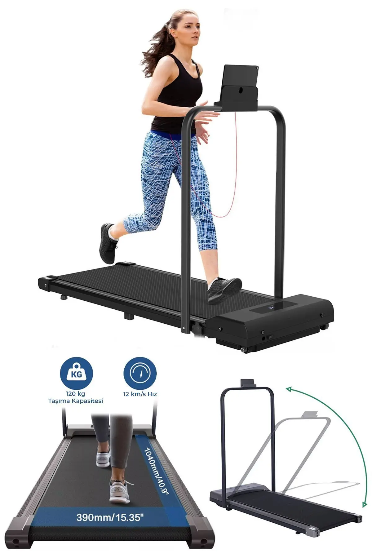Uzaktan Kumandalı Katlanabilir Portatif Yürüme ve Koşu Bandı 12 Km Hız