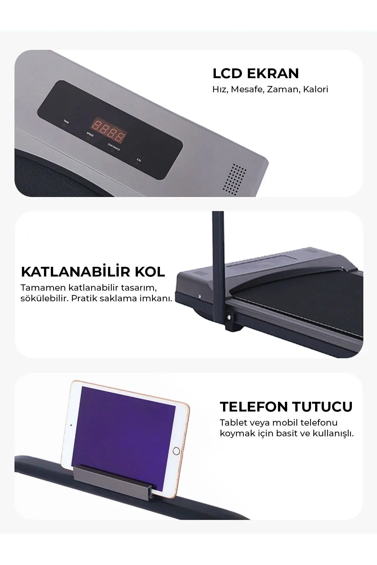 Uzaktan Kumandalı Katlanabilir Portatif Yürüme ve Koşu Bandı 12 Km Hız