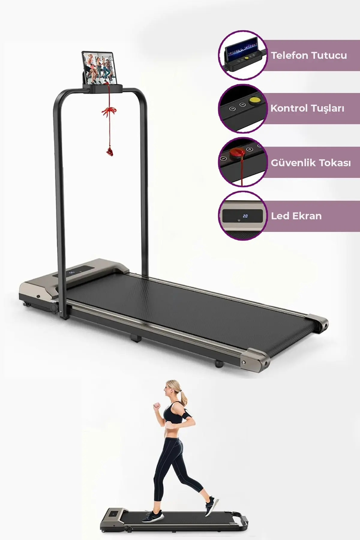 Relax Uzaktan Kumandalı Katlanabilir Portatif Yürüme ve Koşu Bandı 12 Km Hız