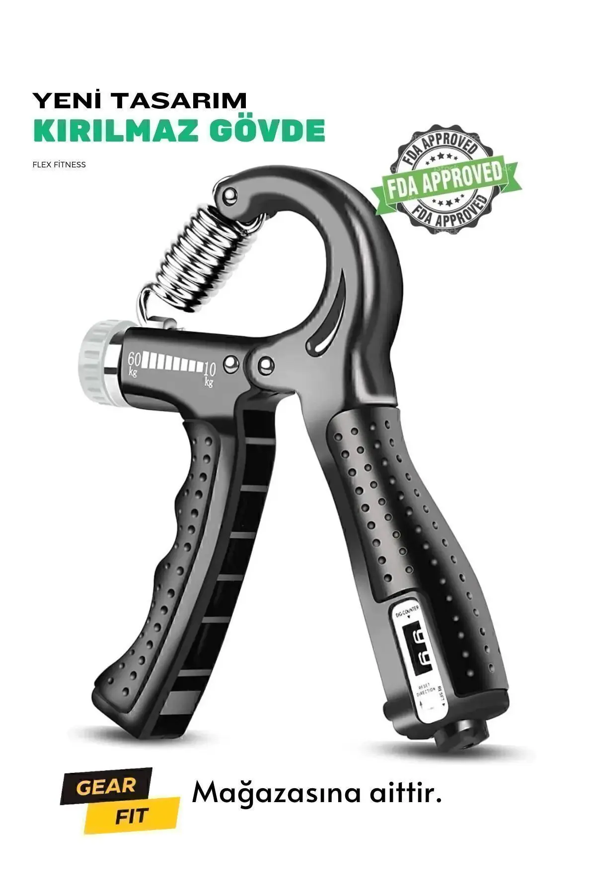flexfitness Gear Fit Siyah El Kol Bilek Güçlendirici Egzersiz Aleti 5-60 Kg Karpal Direc El Yayı Cihazı Direnç