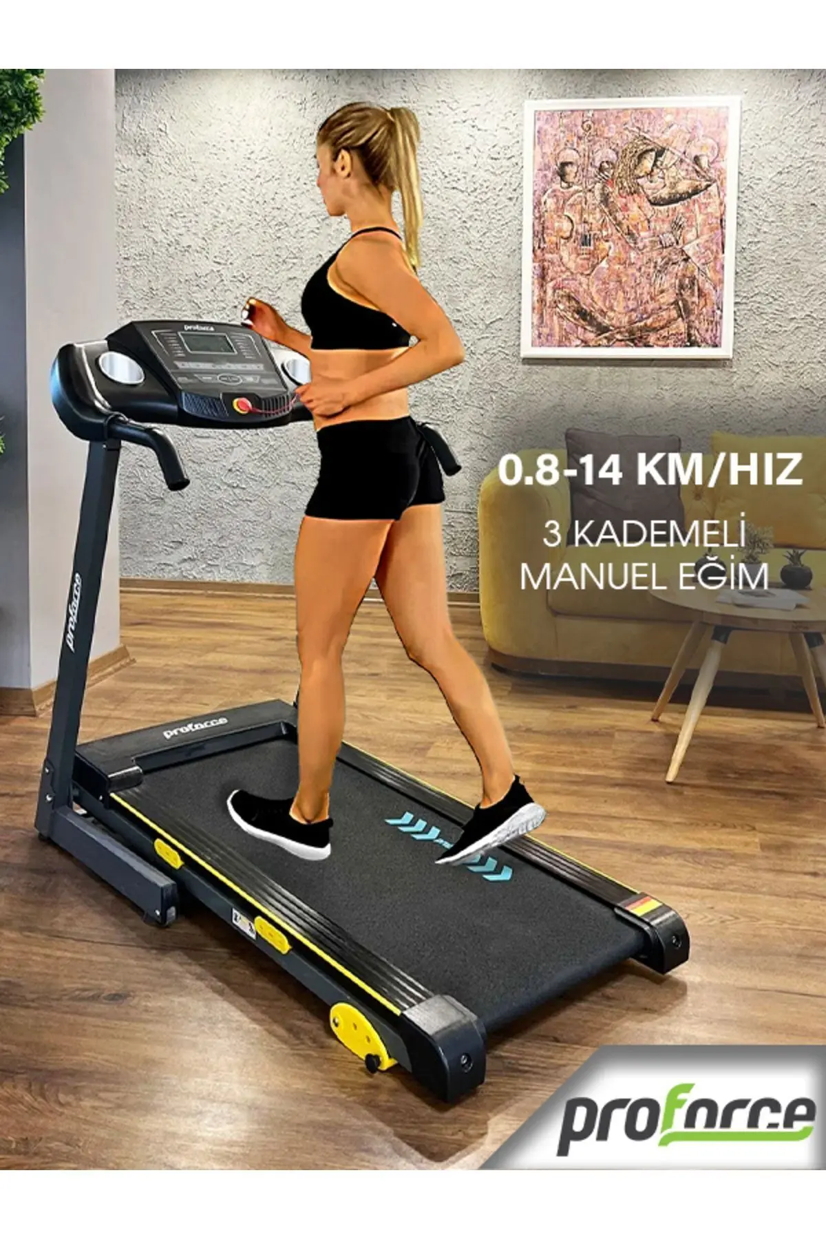 Proforce Pasifik Koşu Bandı - 2.25 Hp, Katlanılabilir, Kolay Kurulum, Led Gösterge, 0.8-14 Km/sa