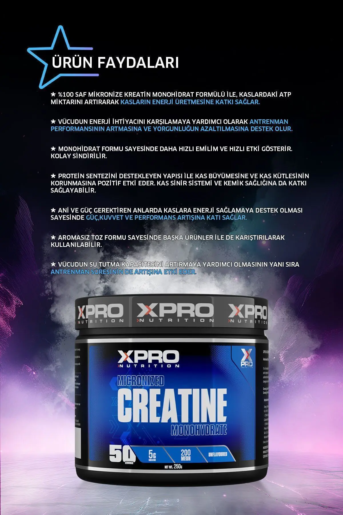 Creatine Monohydrate 250 gr - Aromasız Kreatin