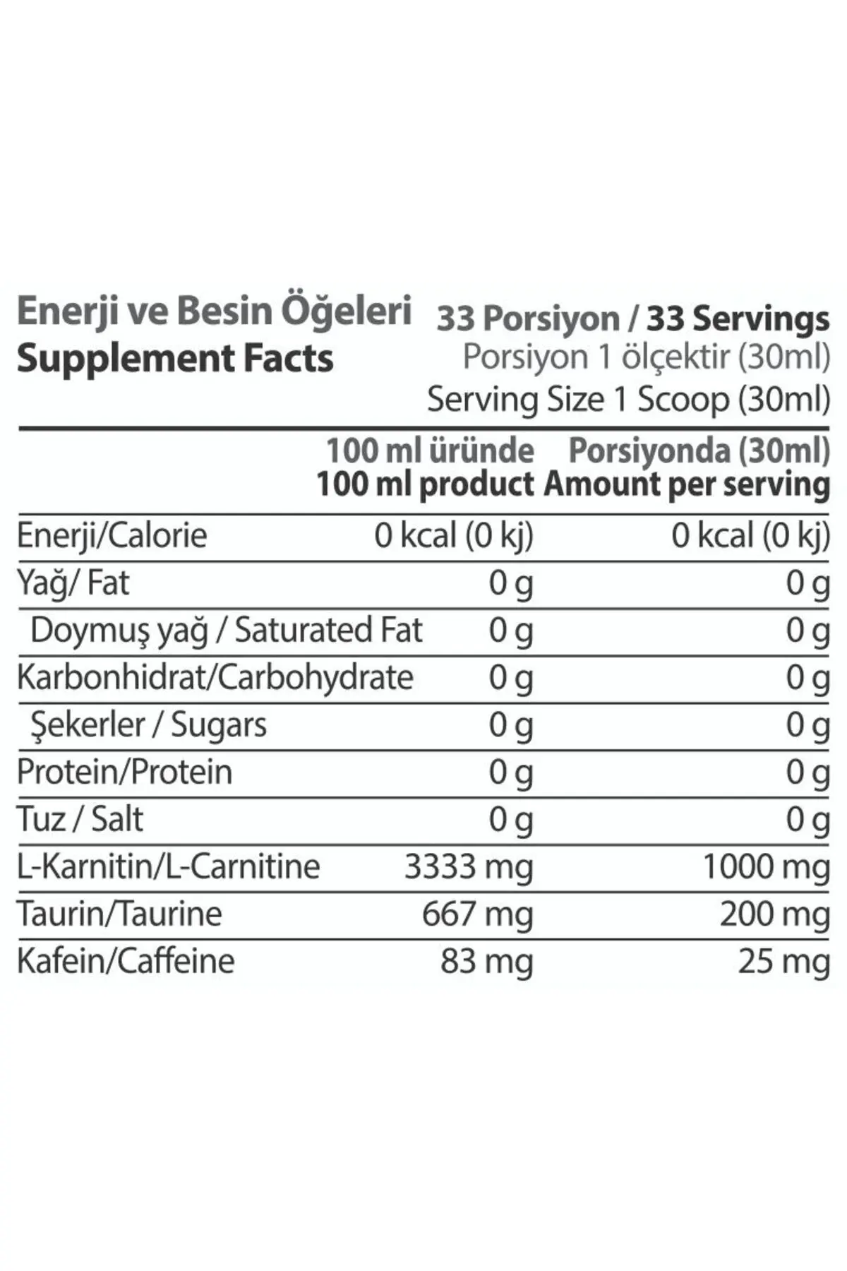 L-carnitine Sıvı Limon Aromalı 1000 ml