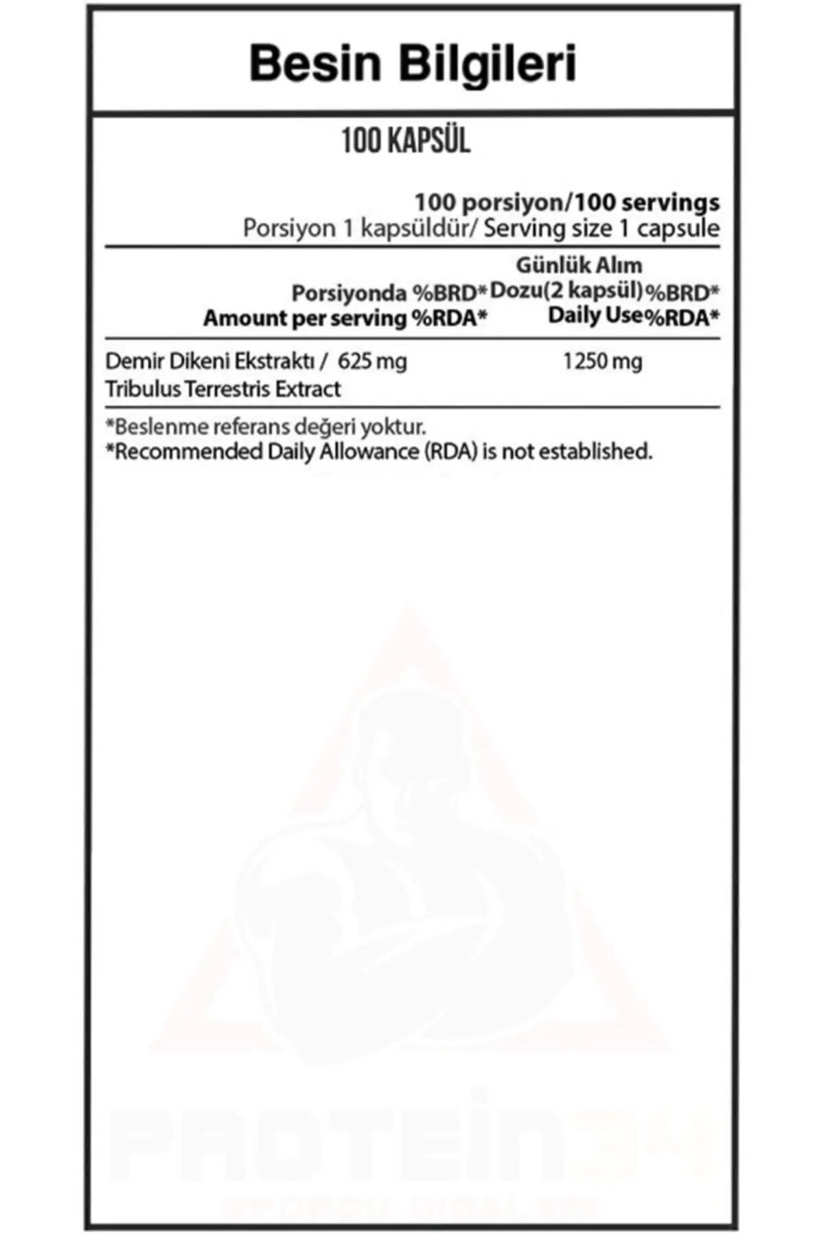 Tribulus Terrestris 100 Kapsül 100 Servis