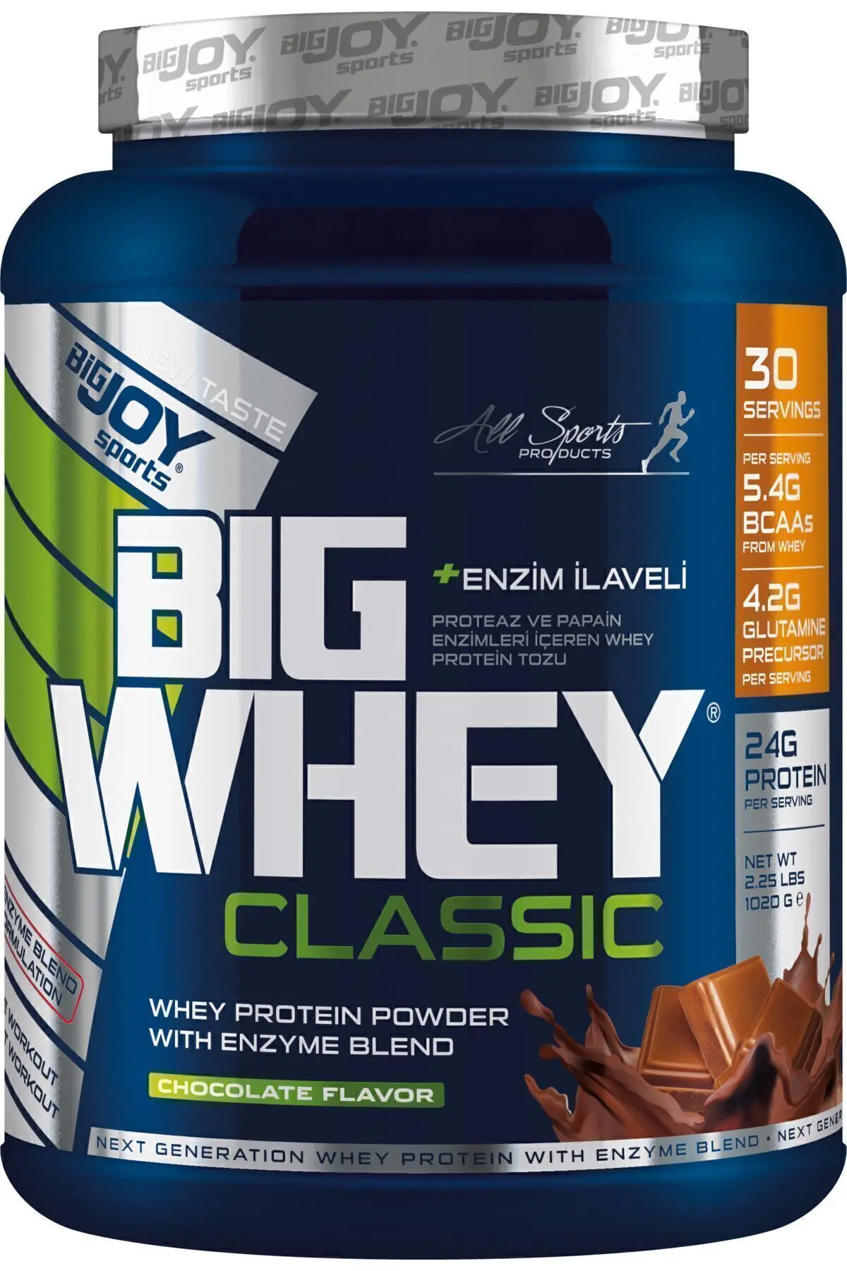 Big Whey Classic Çikolata Aromalı Protein Tozu 30 Servis 1020gr Whey Protein Sindirim Enzimi Ilaveli