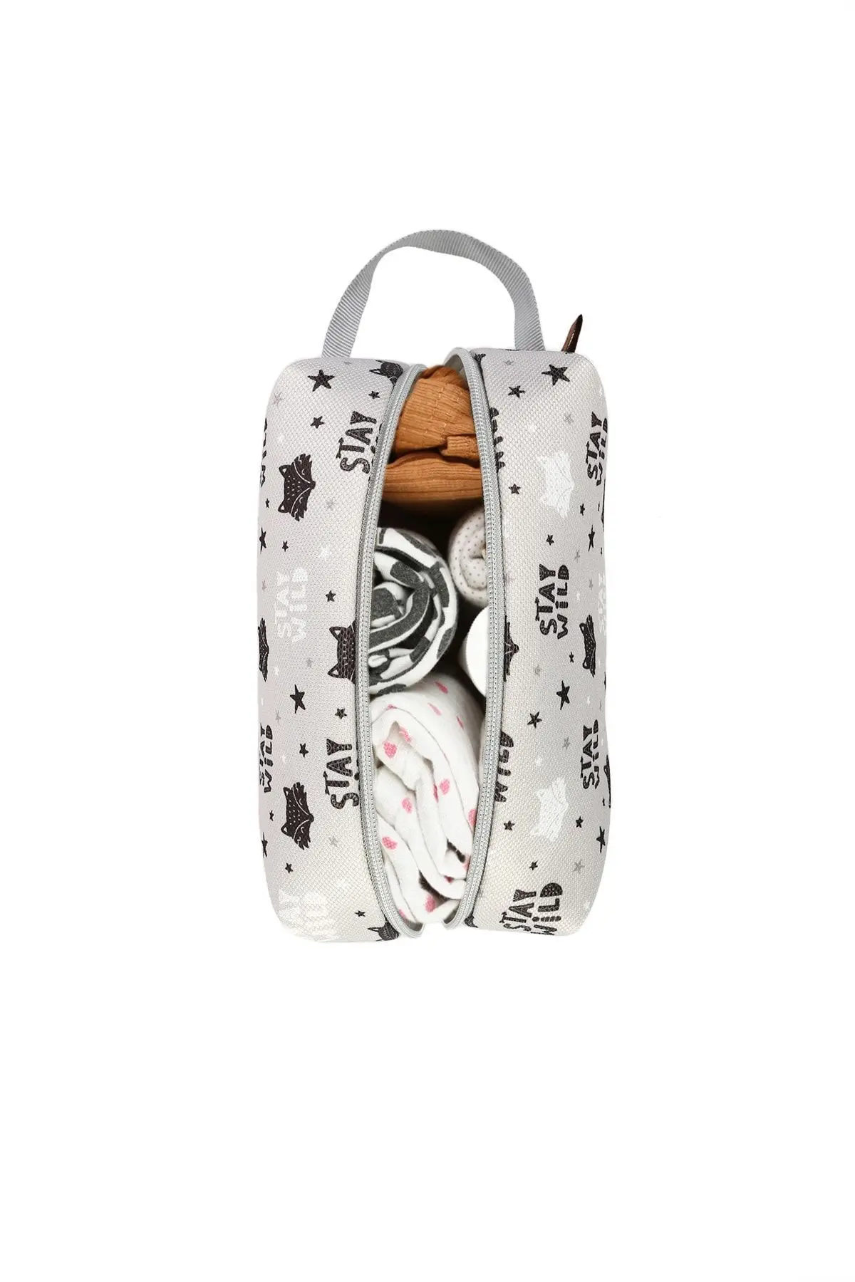 Fermuarlı Kirli Temiz Ve Islak Kuru Bebek Çamaşır Giysi Kıyafet Çok Amaçlı Makyaj Çantası Fox