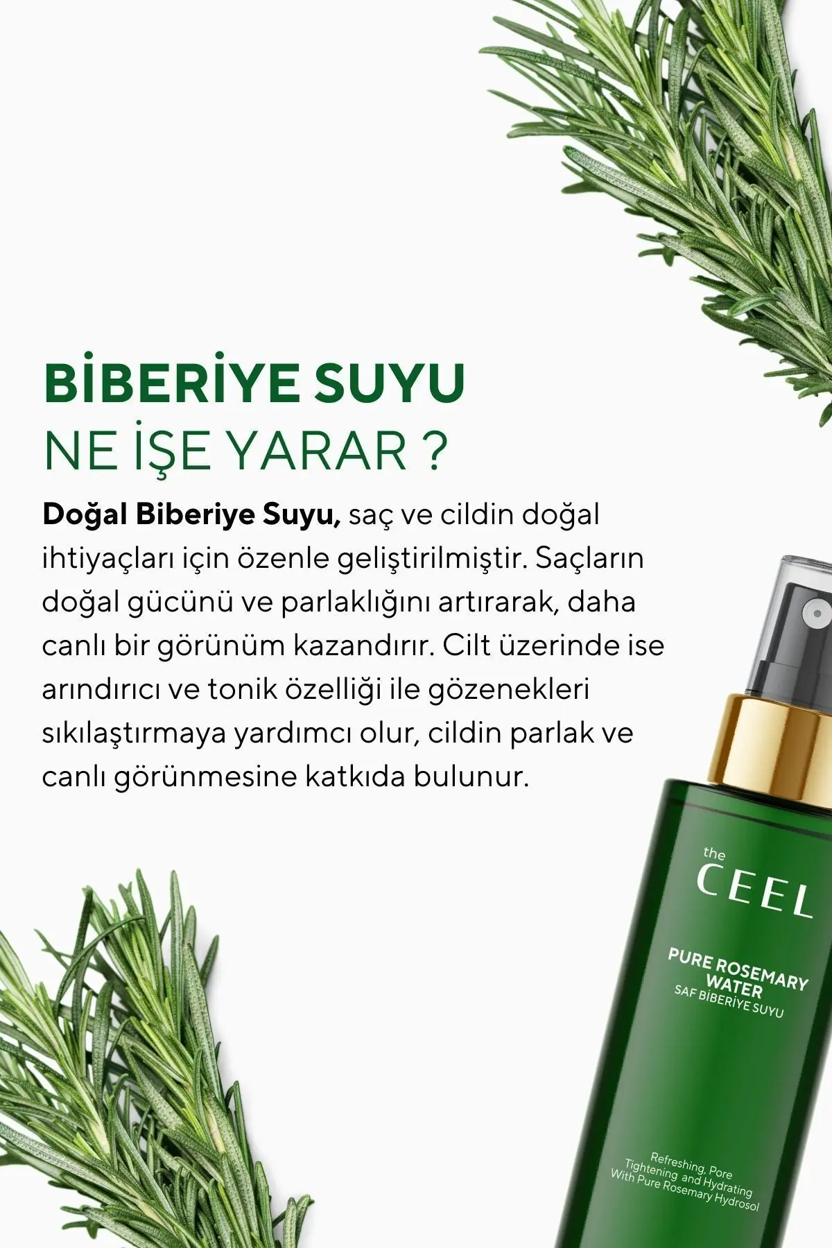 Biberiye Suyu Dökülme Karşıtı ve Hızlı Saç Uzatma Etkili Saf Saç Toniği 100 ml