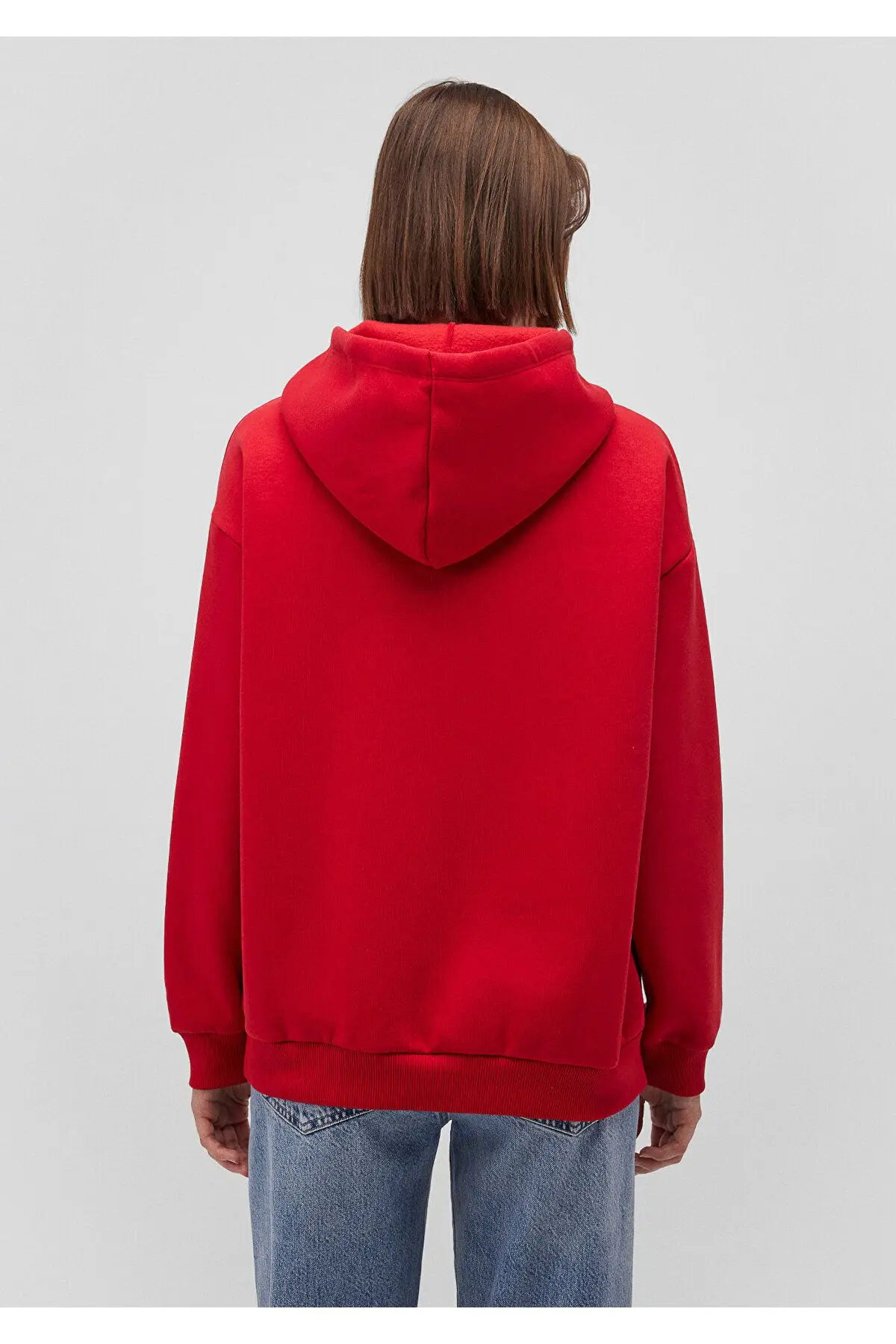 Logo Baskılı Kapüşonlu Kırmızı Sweatshirt 1600361-86417