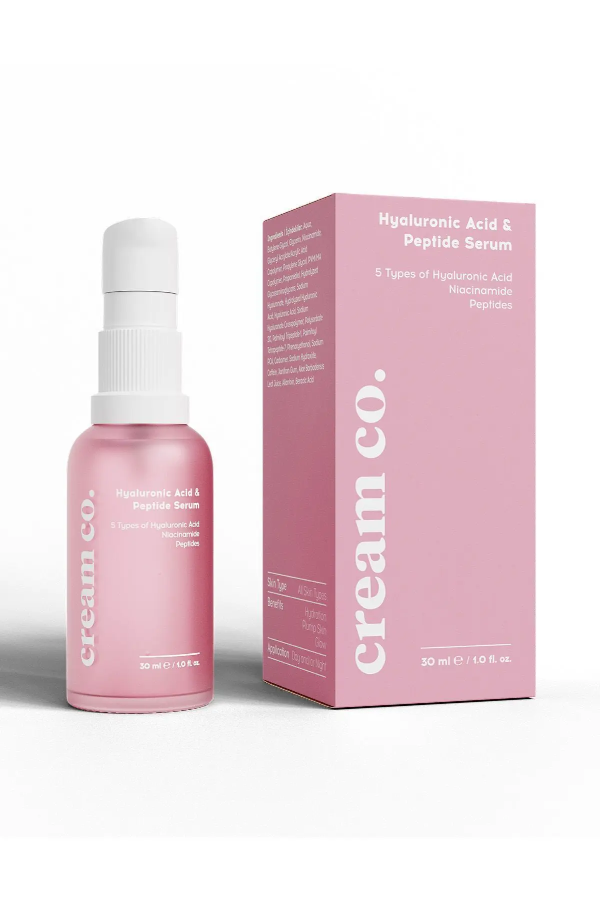 Hyaluronik Asit Peptid Serum | Nemlendirici Aydınlatıcı | Kafein Niacinamide | Tüm Cilt Tipleri