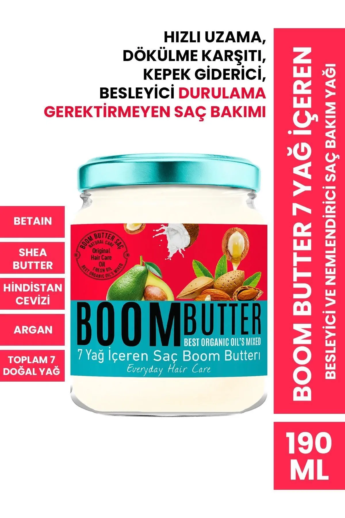 BOOM BUTTER 7 Yağ Içeren Besleyici Ve Nemlendirici Saç Bakım Yağı 190 ml