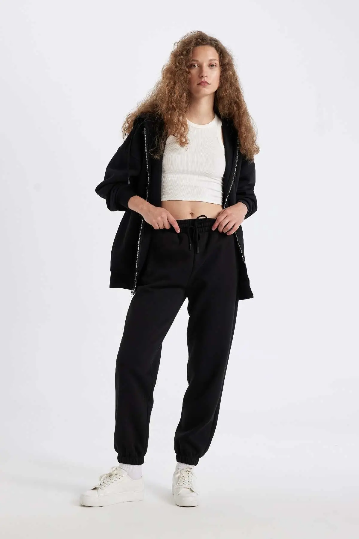 Standart Fit Esnek Bantlı Paça Uzun Boy Kalın Kumaş Basic Jogger Eşofman Altı S7370AZ24WN