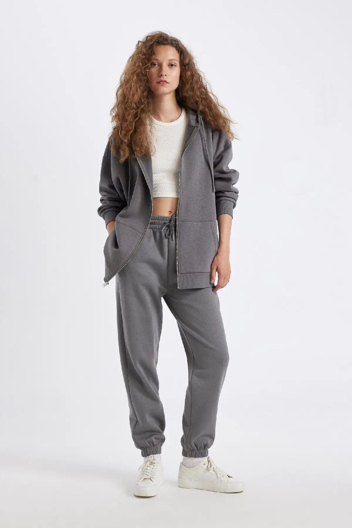 Jogger Standart Fit Esnek Bantlı Paça Uzun Boy Kalın Eşofman Altı S7370az24wn
