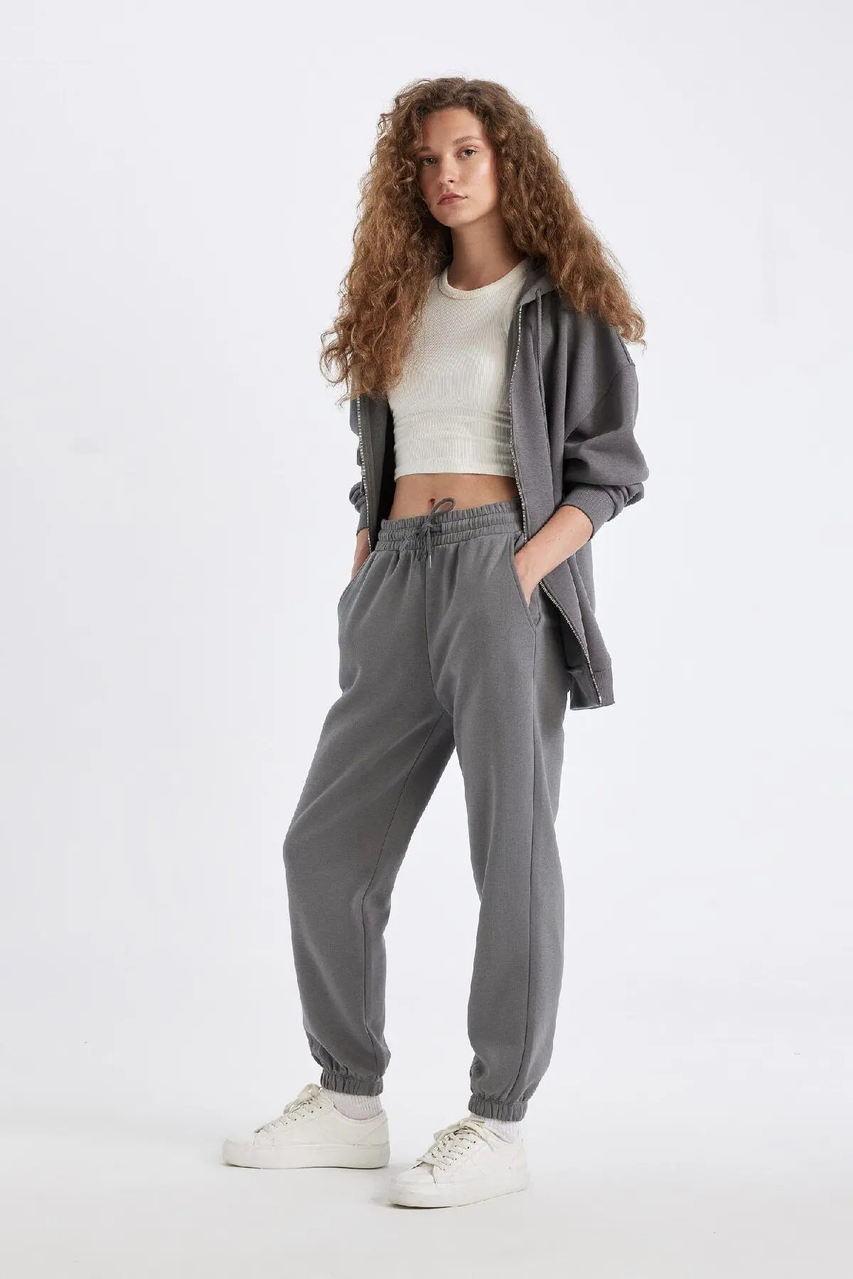Jogger Standart Fit Esnek Bantlı Paça Uzun Boy Kalın Eşofman Altı S7370az24wn