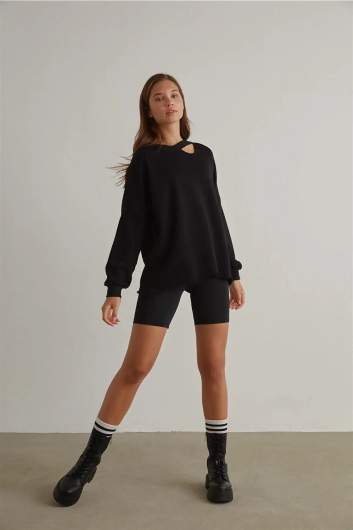 Yüksek Bel Toparlayıcı Etkili Mat Biker Tayt