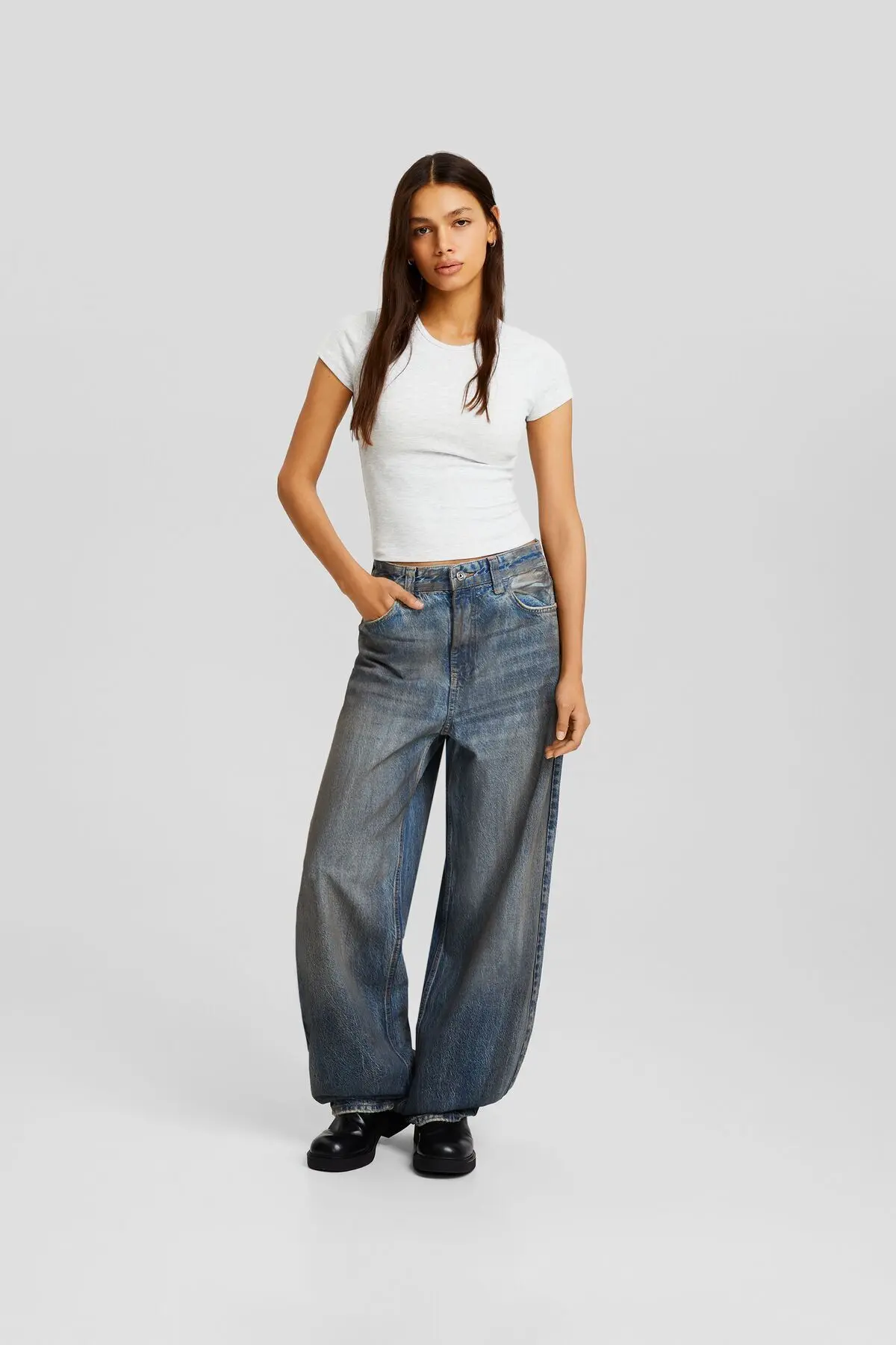 Kısa kollu bisiklet yaka t-shirt