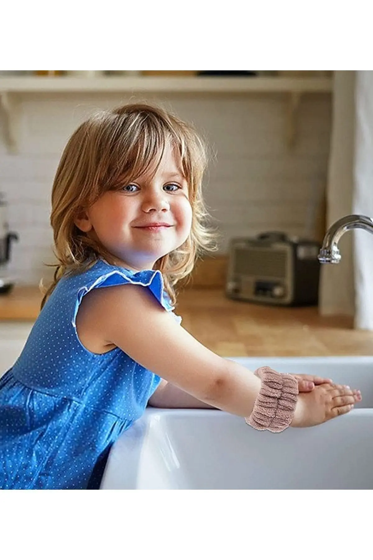 2 Adet Beyaz Renkli Su Emici Havlu Bilek - Yuz Yıkama Kol Bandı Sporcu Spa Bileklik (TAKIM)