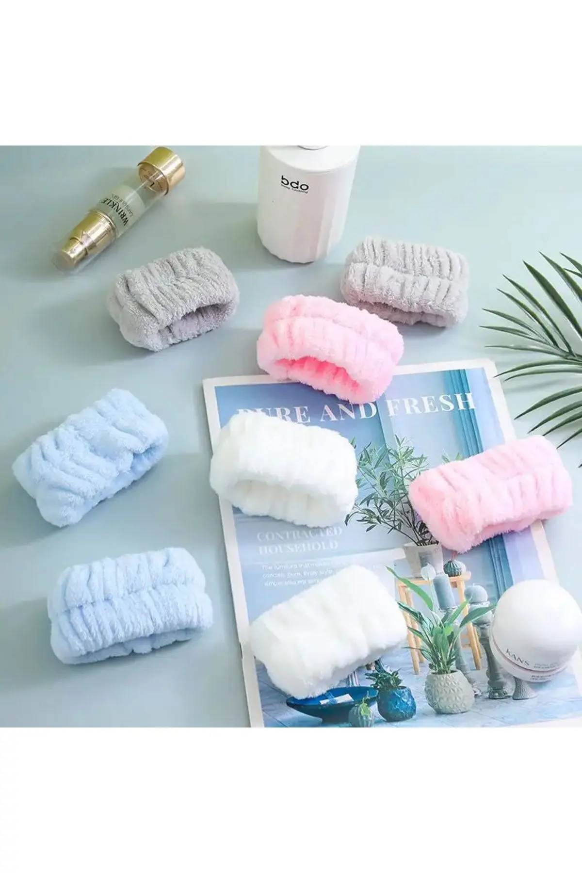 2 Adet Sutlu Kahve Renkli Su Emici Havlu Bilek - Yuz Yıkama Kol Bandı Sporcu Spa Bileklik (TAKIM)