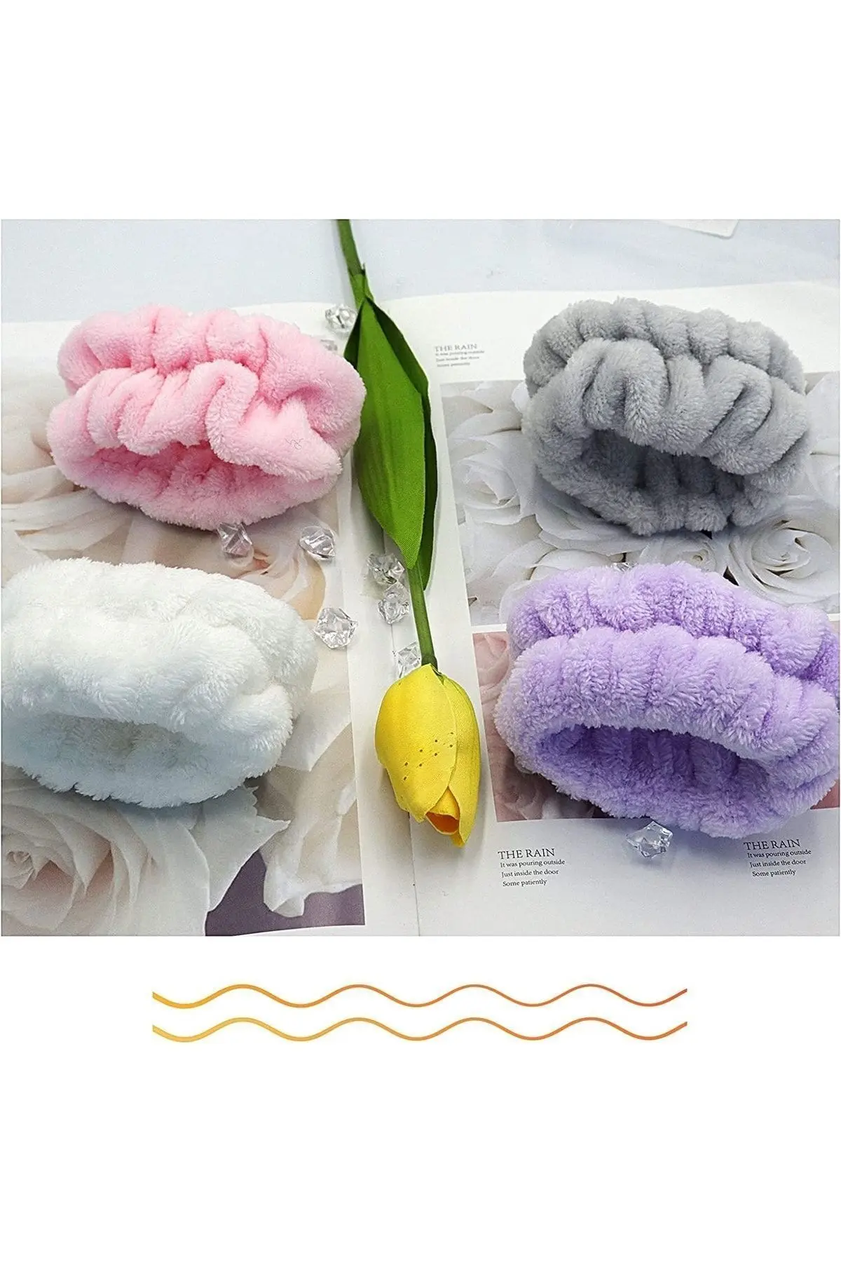 2 Adet Lila Renkli Su Emici Havlu Bilek V- Yuz Yıkama Kol Bandı Sporcu Spa Bileklik (TAKIM)