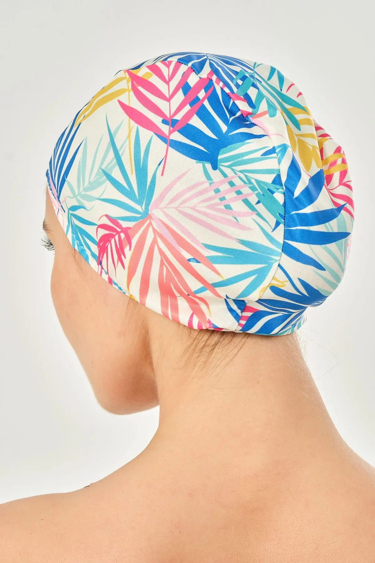 Unisex Likralı Bez Bone Yüzücü Deniz Havuz Bonesi Desenli Bez Bone