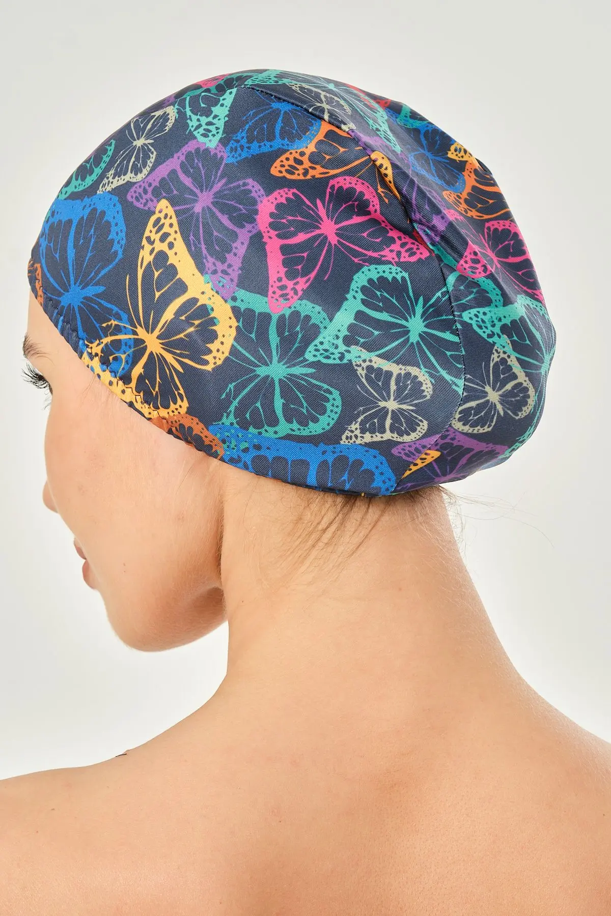 Likralı Bez Bone Yüzücü Deniz Havuz Bonesi Desenli Bez Bone