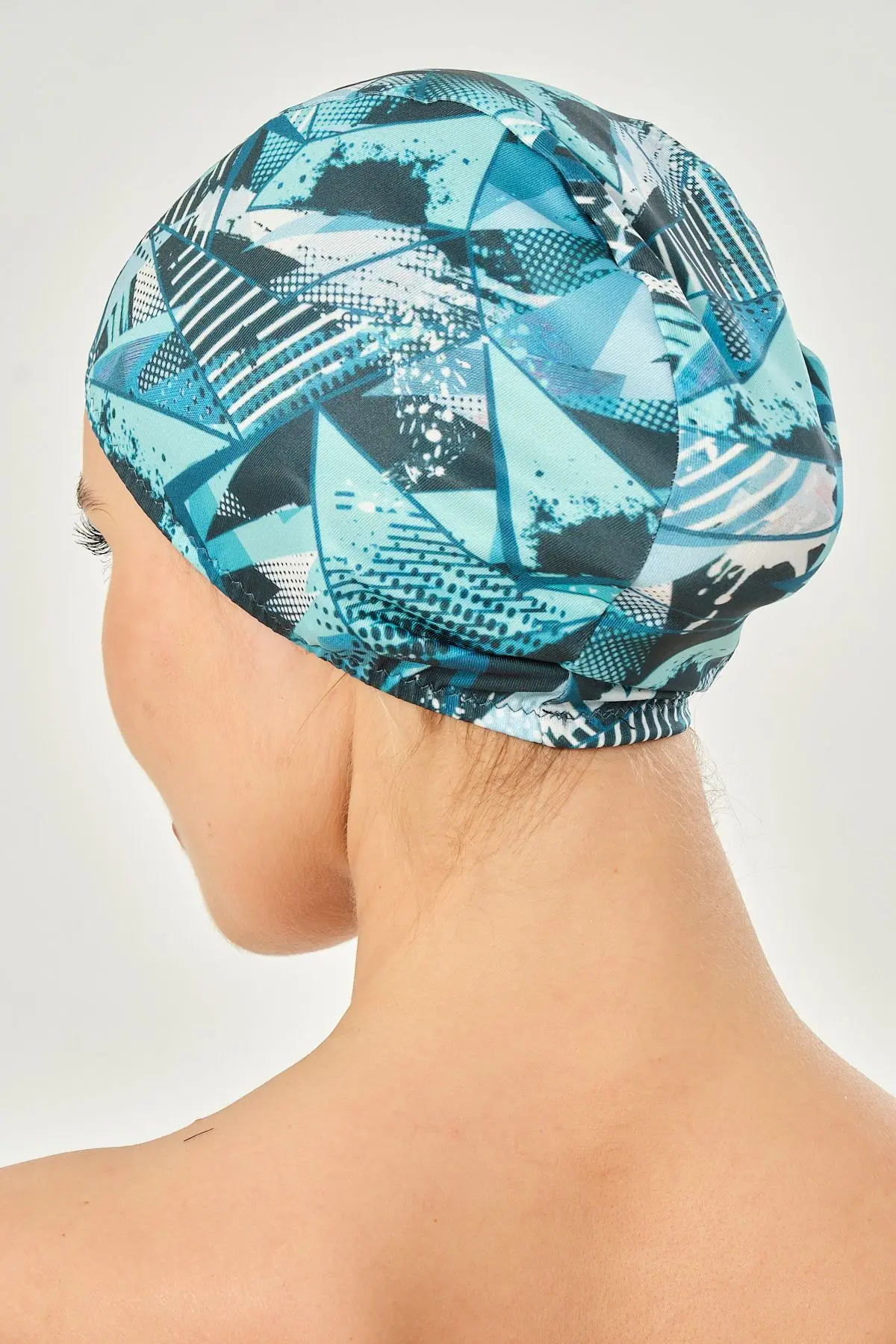 Likralı Bez Bone Yüzücü Deniz Havuz Bonesi Desenli Bez Bone