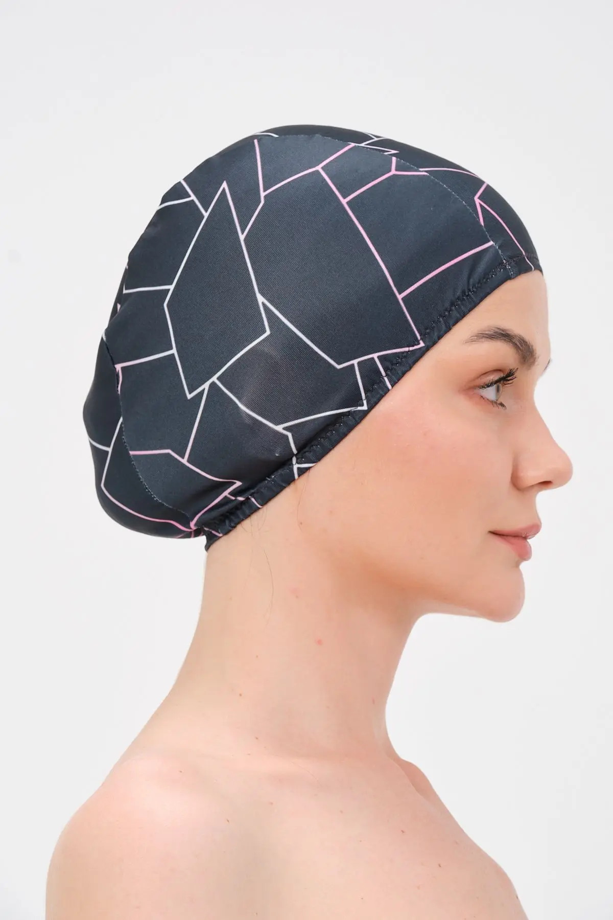 Likralı Bez Bone Yüzücü Deniz Havuz Bonesi Desenli Bez Bone