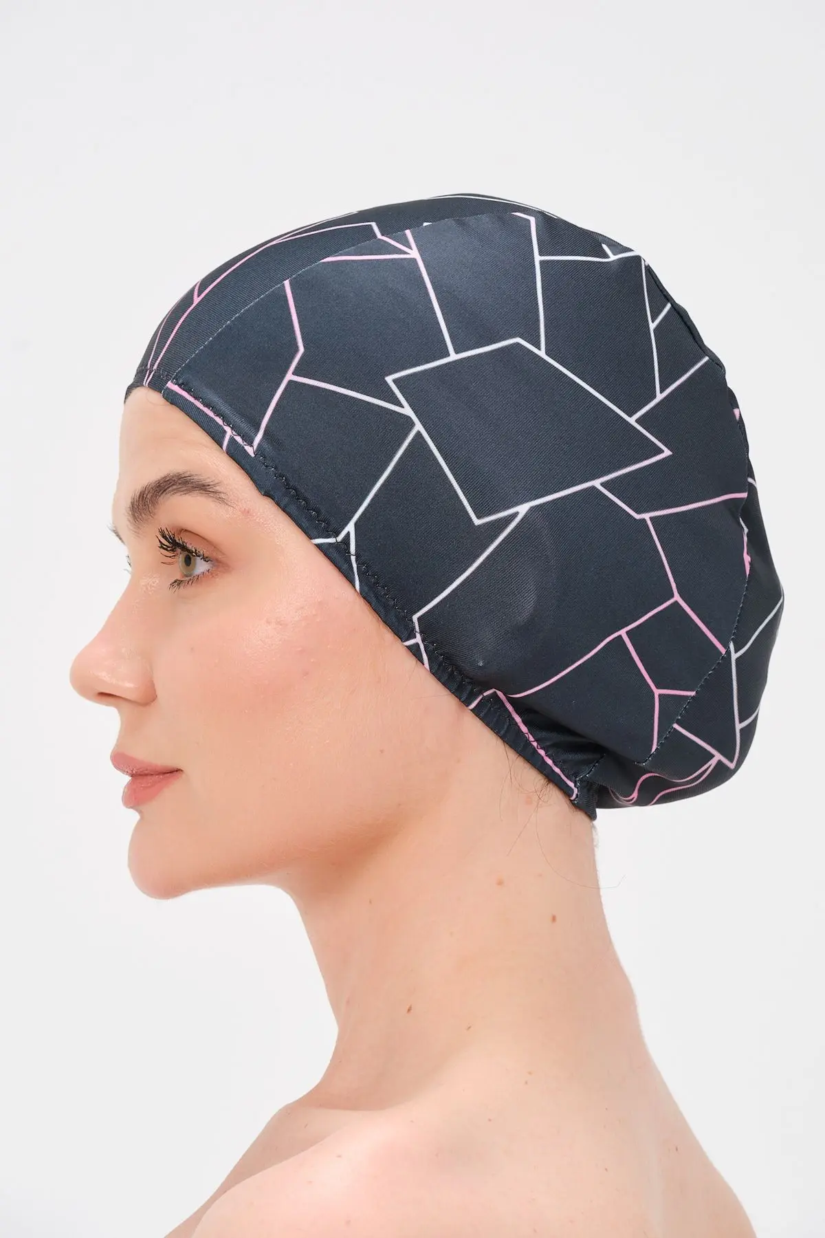 Likralı Bez Bone Yüzücü Deniz Havuz Bonesi Desenli Bez Bone