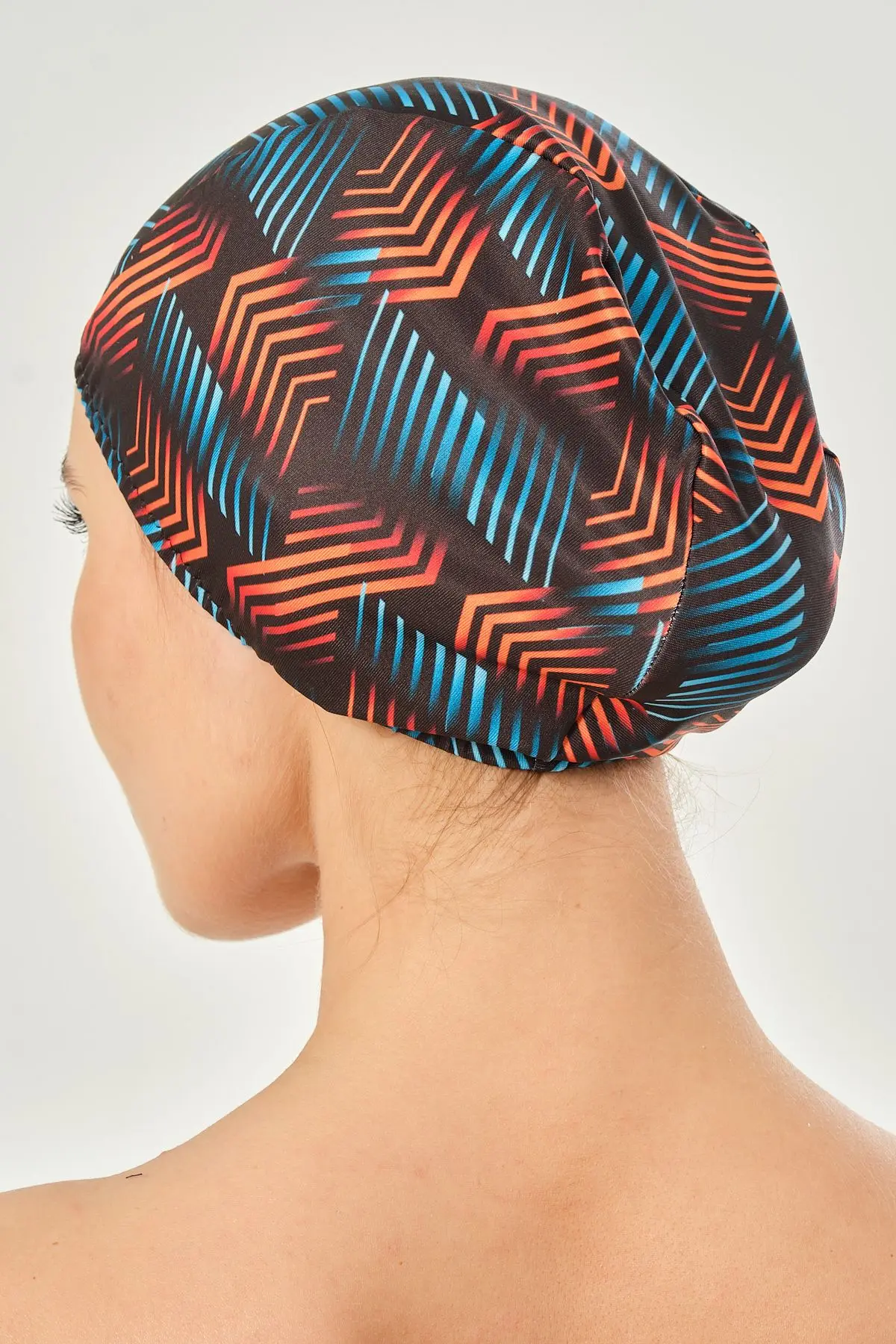 Likralı Bez Bone Yüzücü Deniz Havuz Bonesi Desenli Bez Bone