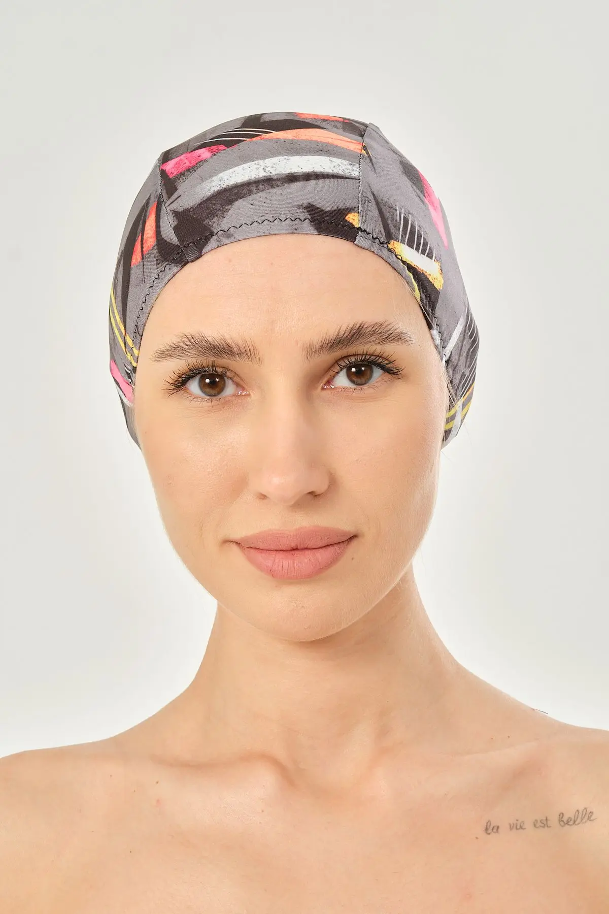 Likralı Bez Bone Yüzücü Deniz Havuz Bonesi Desenli Bez Bone