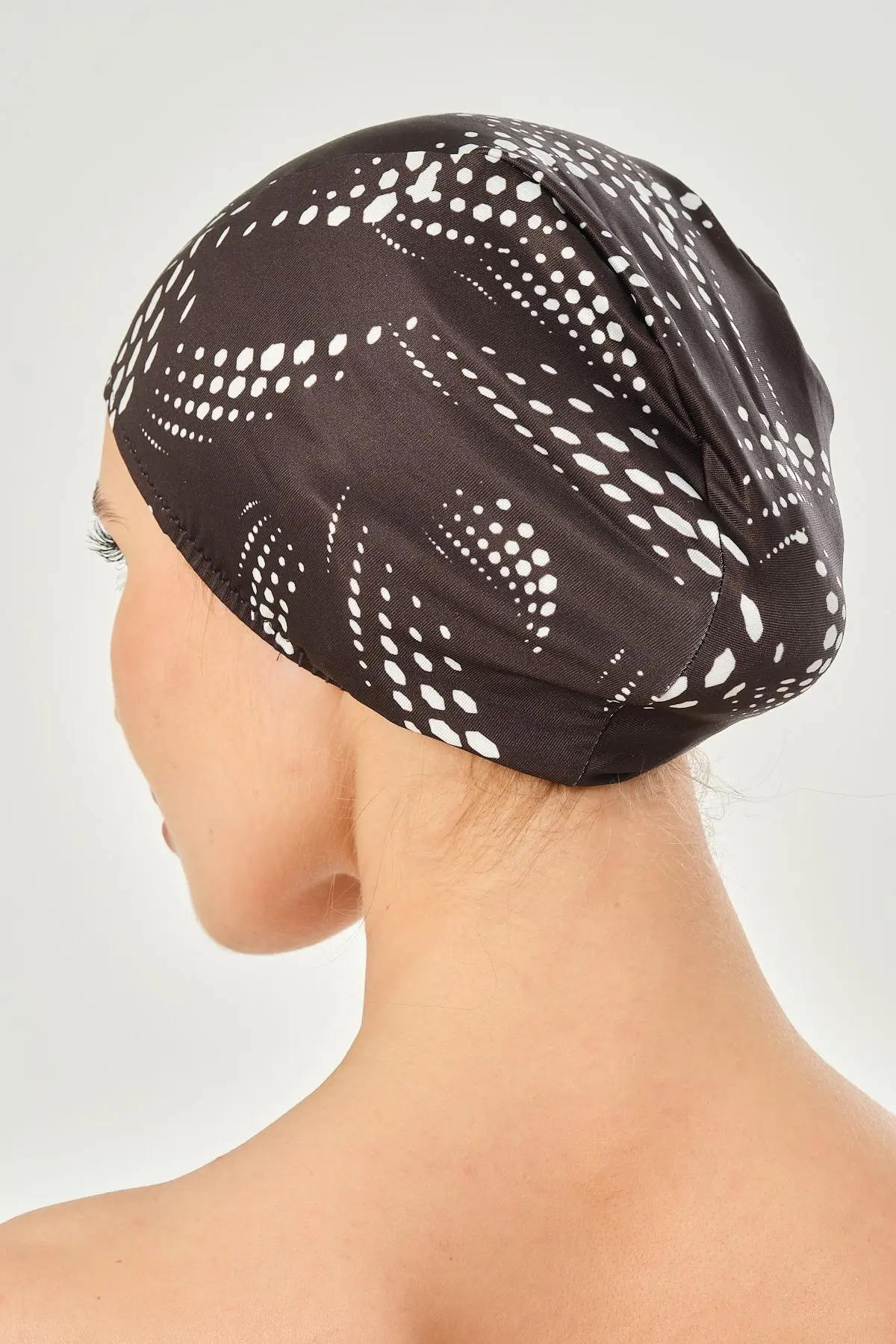 Likralı Bez Bone Yüzücü Deniz Havuz Bonesi Desenli Bez Bone