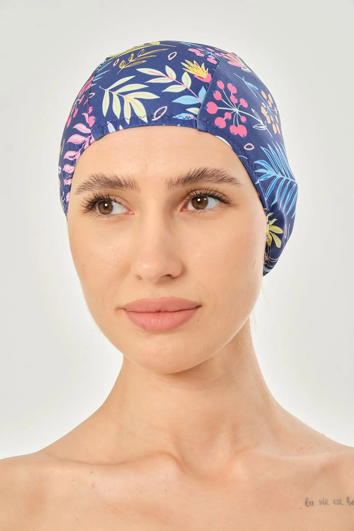 Likralı Bez Bone Yüzücü Deniz Havuz Bonesi Desenli Bez Bone