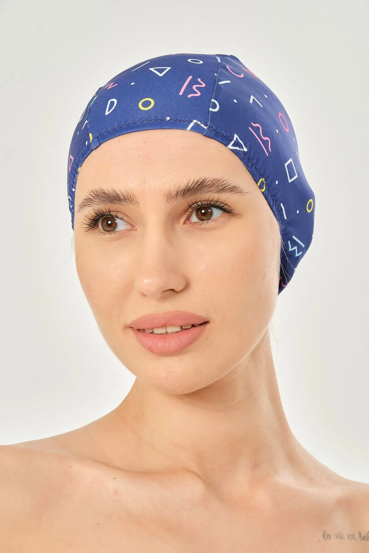 Likralı Bez Bone Yüzücü Deniz Havuz Bonesi Desenli Bez Bone